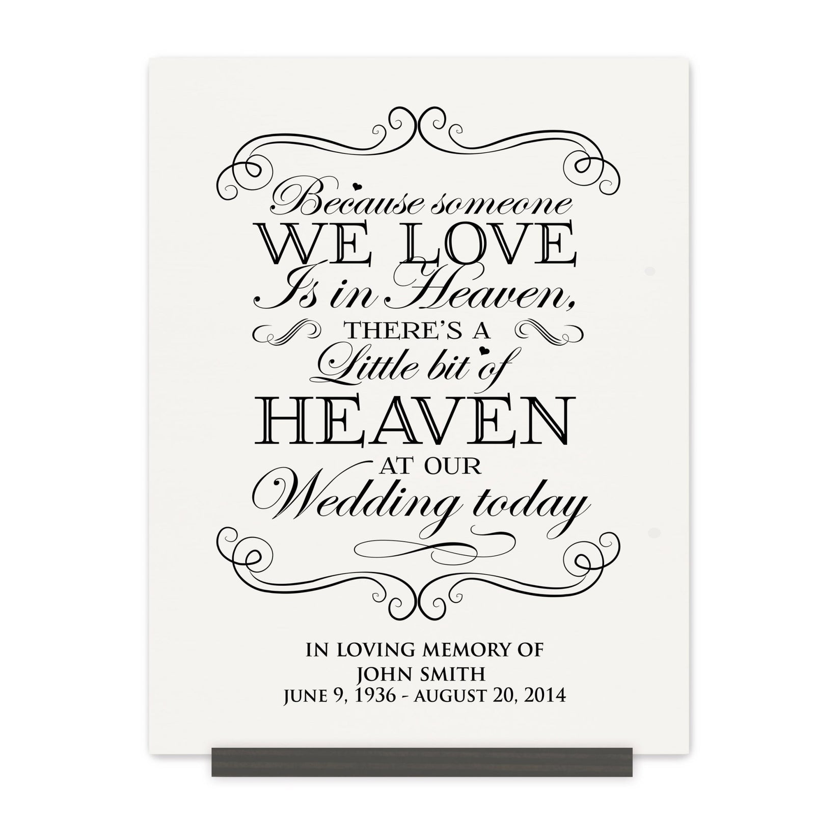 Custom Memorial Wooden Wall Plaque Heaven At Our Wedding Day 12x15 - LifeSong Milestones