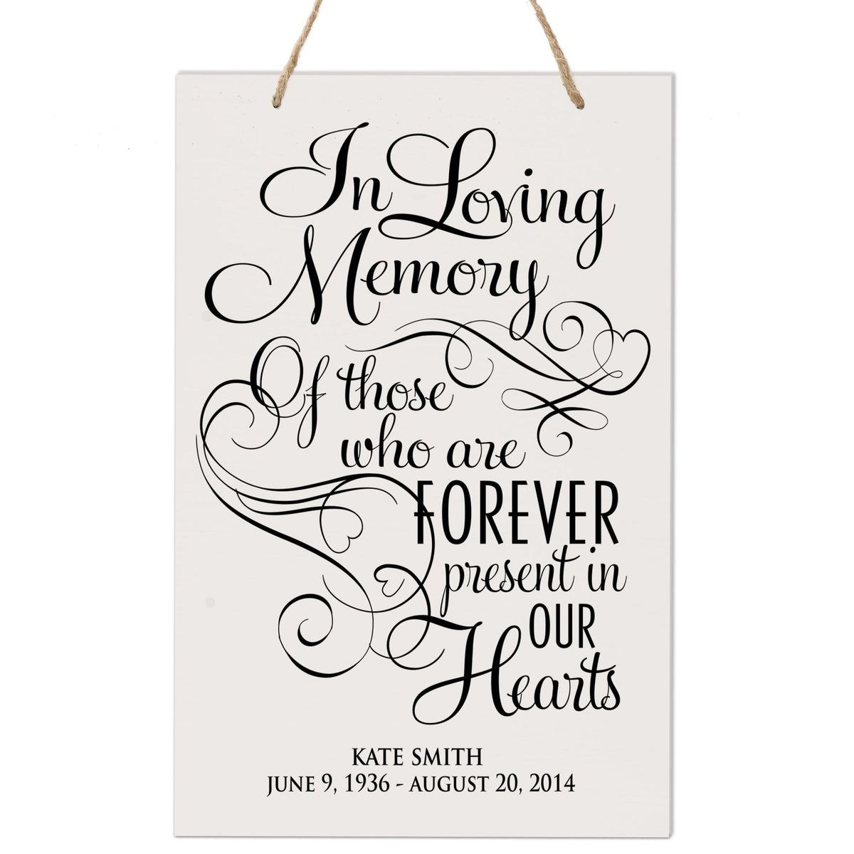 Custom Memorial Wooden Wall Plaque Present Forever 8x12 - LifeSong Milestones