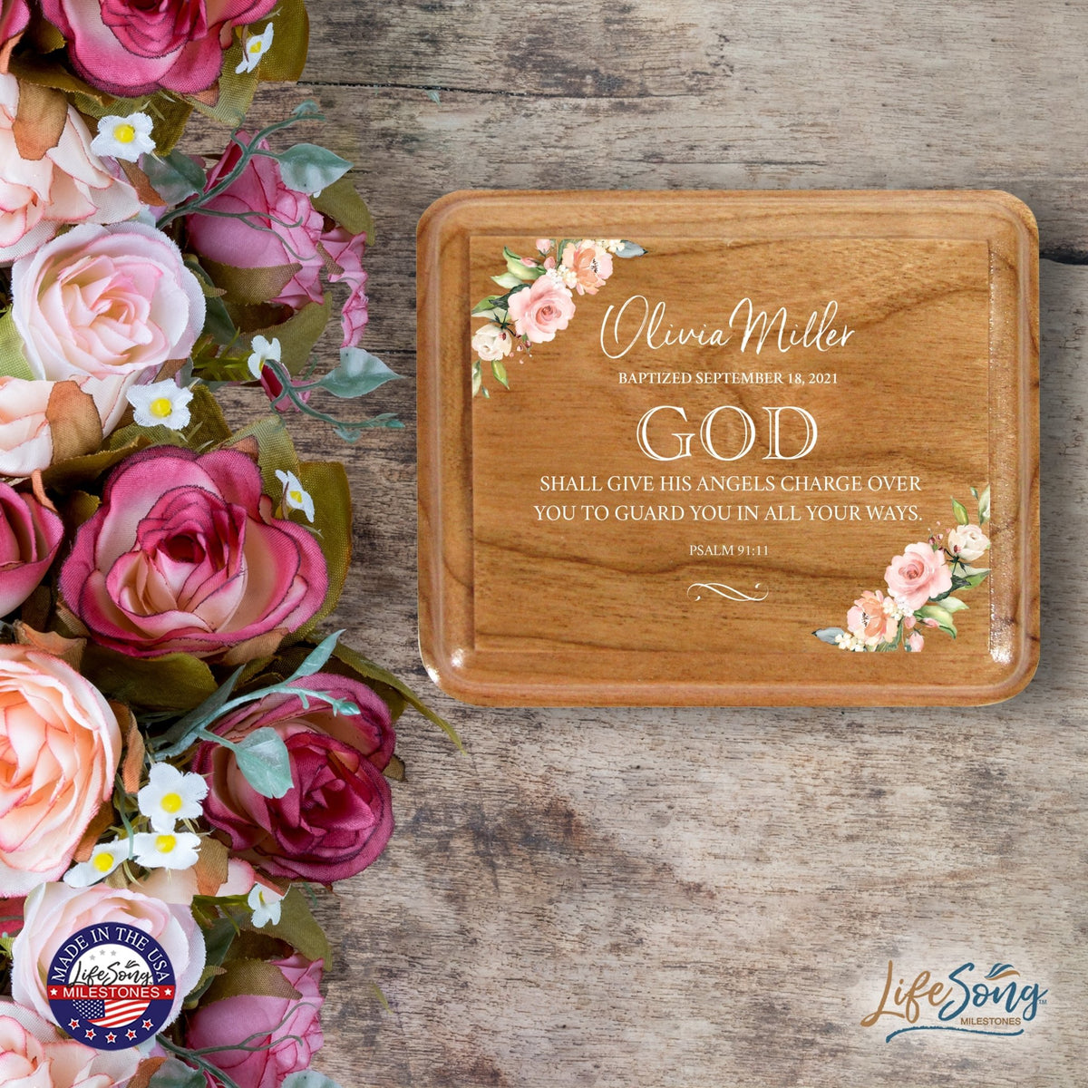 Lifesong Milestones Personalized Modern Keepsake Box Baptism Gift for Baby Girls | Baptismal Gifts