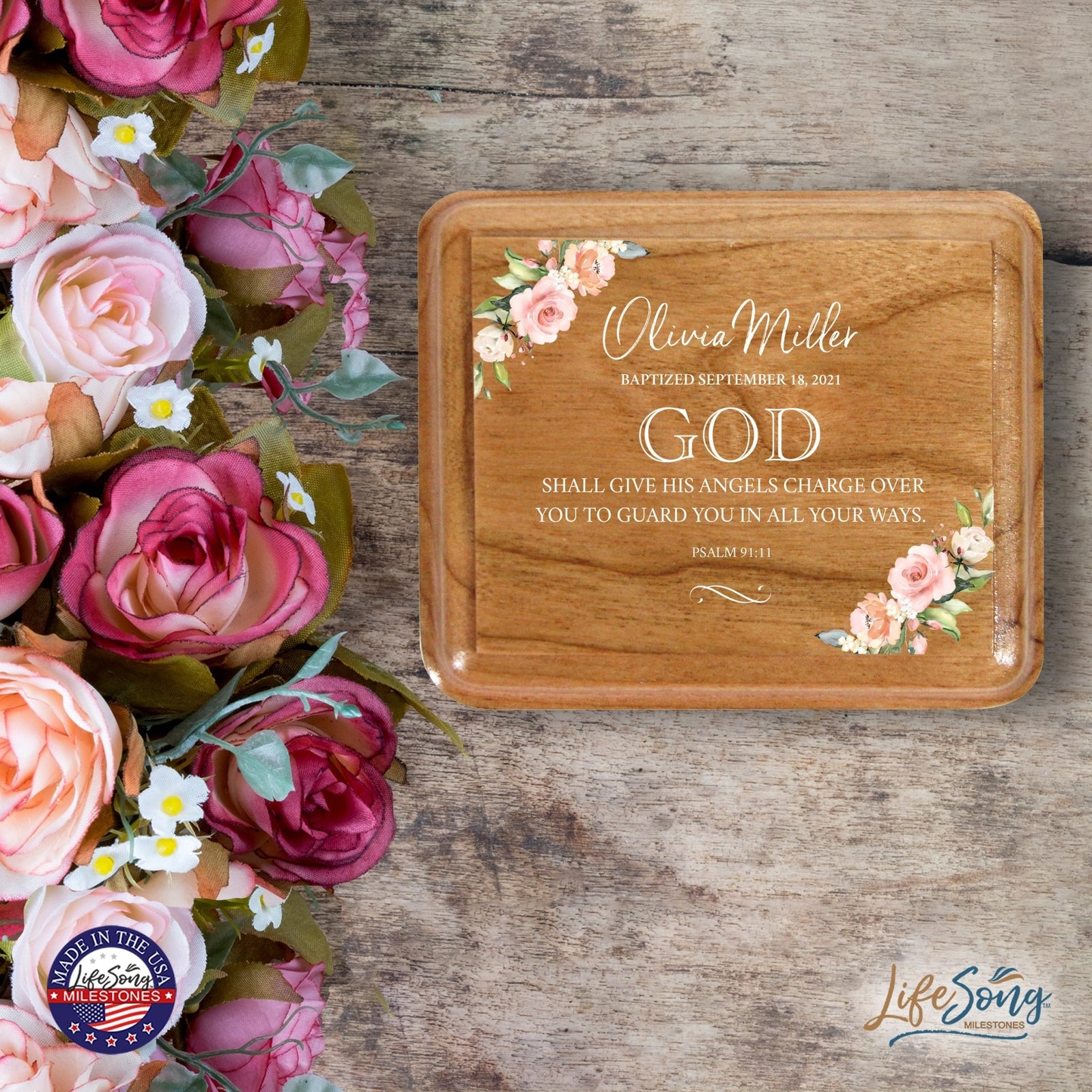 Lifesong Milestones Personalized Modern Keepsake Box Baptism Gift for Baby Girls | Baptismal Gifts