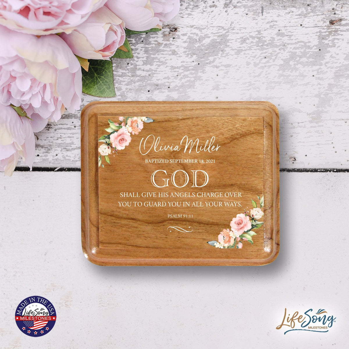 Lifesong Milestones Personalized Modern Keepsake Box Baptism Gift for Baby Girls | Baptismal Gifts