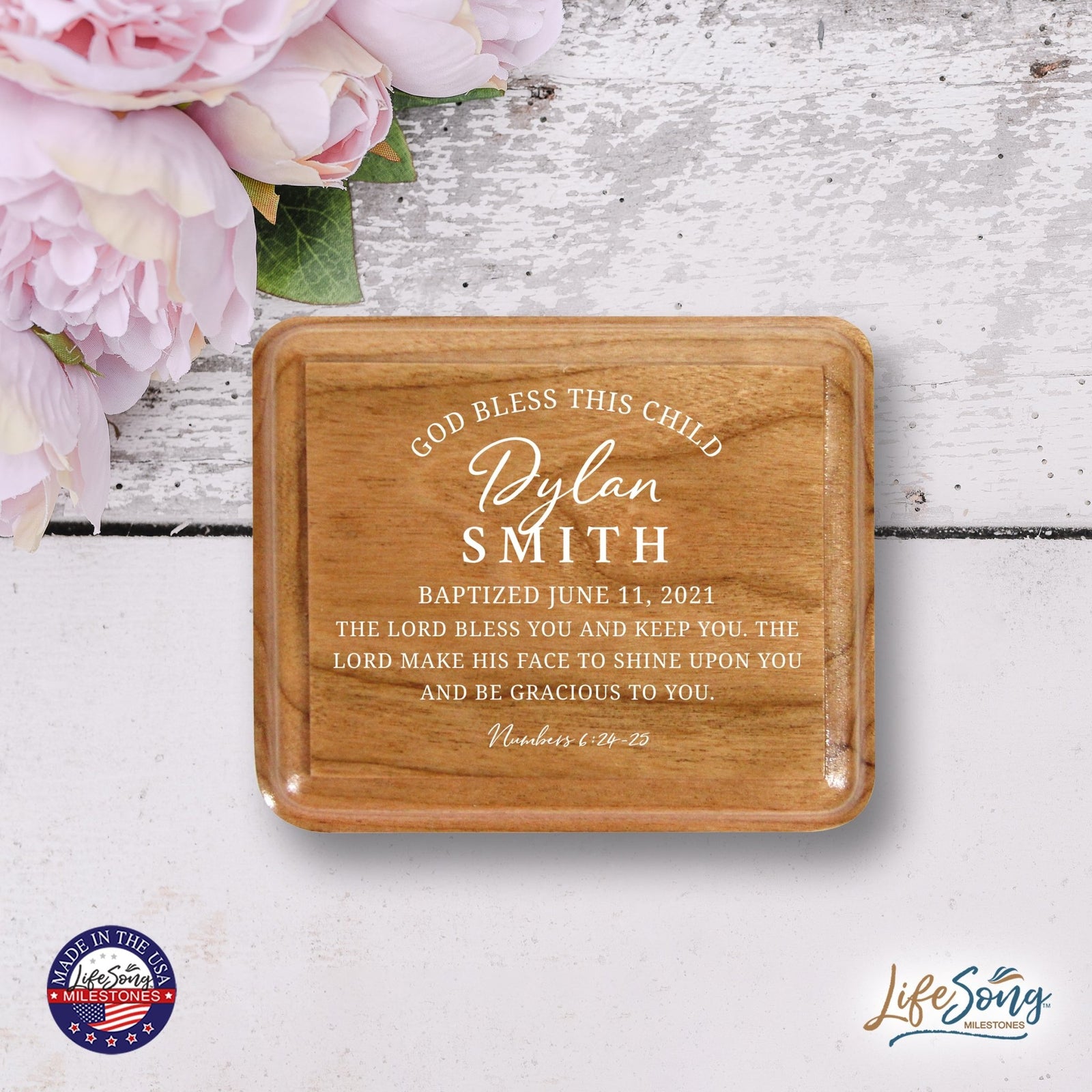 Lifesong Milestones Personalized Modern Keepsake Box Baptism Gift for Baby Girl or Boy | Baptismal Gifts