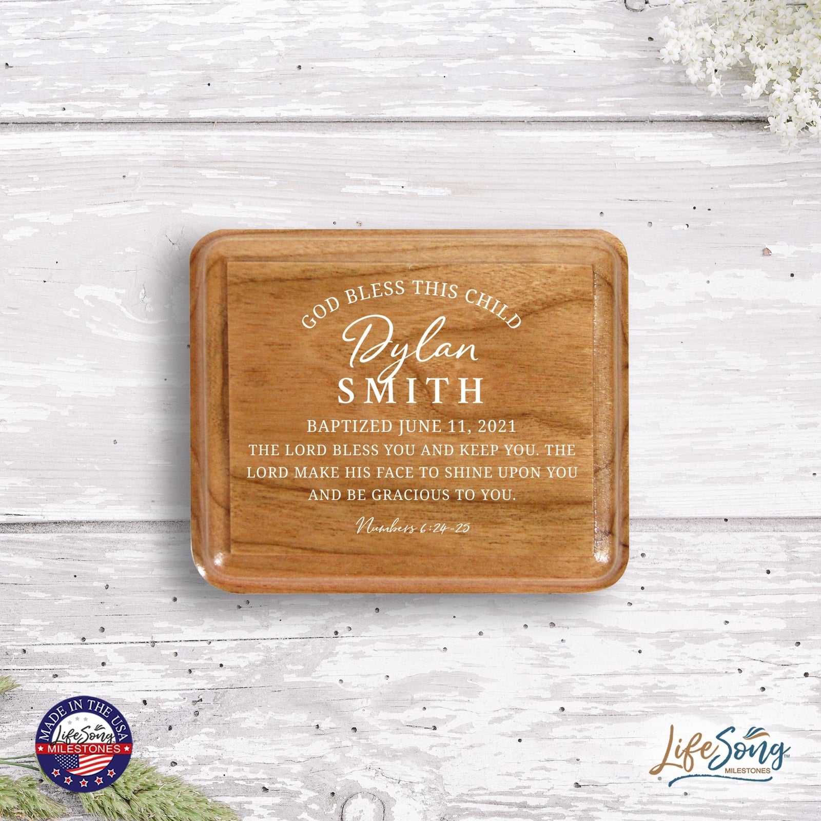 Lifesong Milestones Personalized Modern Keepsake Box Baptism Gift for Baby Girl or Boy | Baptismal Gifts