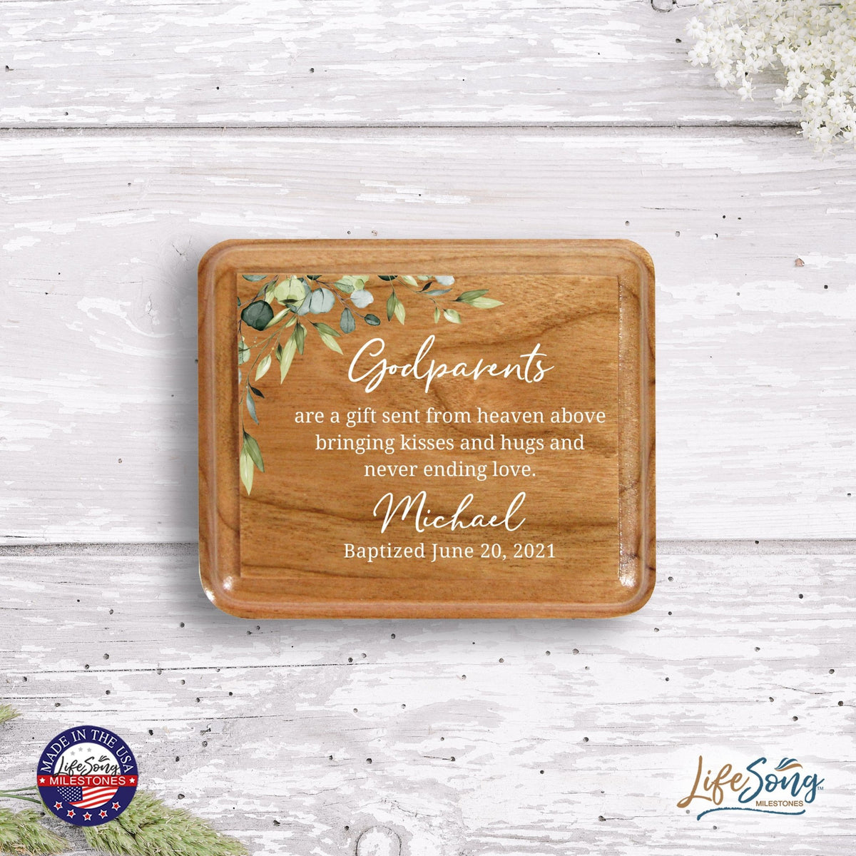 Lifesong Milestones Personalized Modern Keepsake Box Baptism Gift for Baby Girl or Boy | Baptismal Gifts