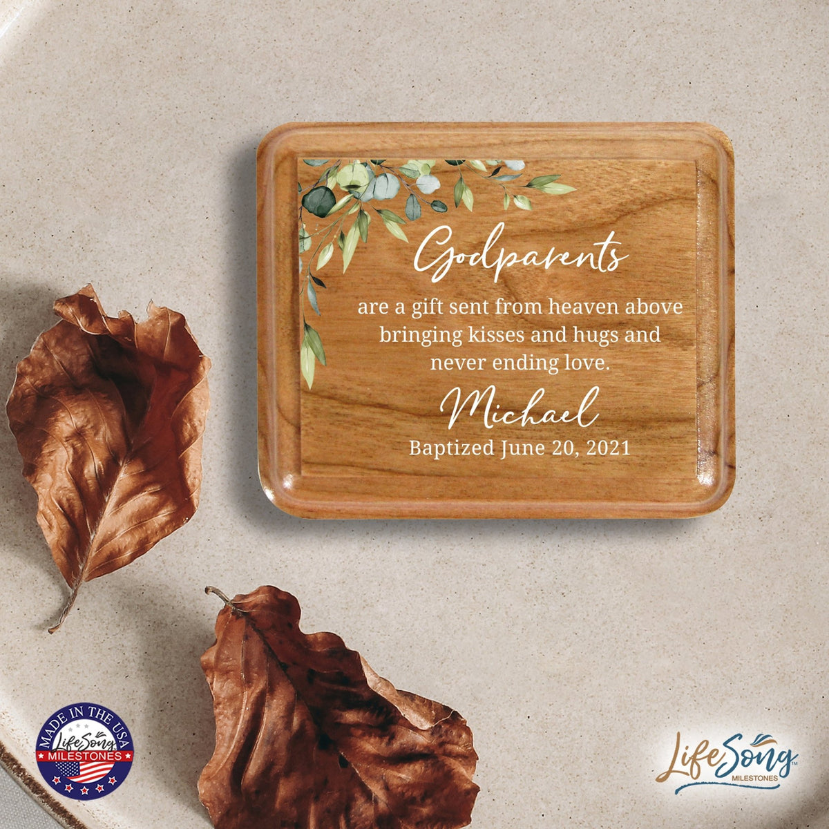 Lifesong Milestones Personalized Modern Keepsake Box Baptism Gift for Baby Girl or Boy | Baptismal Gifts