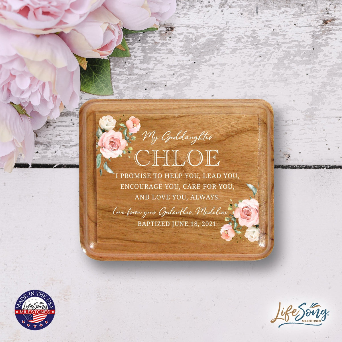 Lifesong Milestones Personalized Modern Keepsake Box Baptism Gift for Baby Girl or Boy | Baptismal Gifts