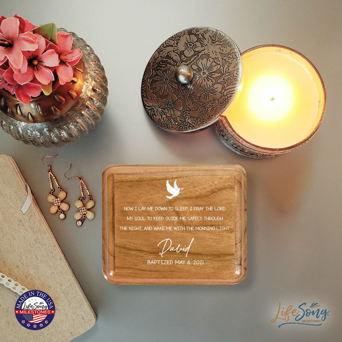 Lifesong Milestones Personalized Keepsake Box Baptism Gift for Baby Girl or Boy | Baptismal Gifts