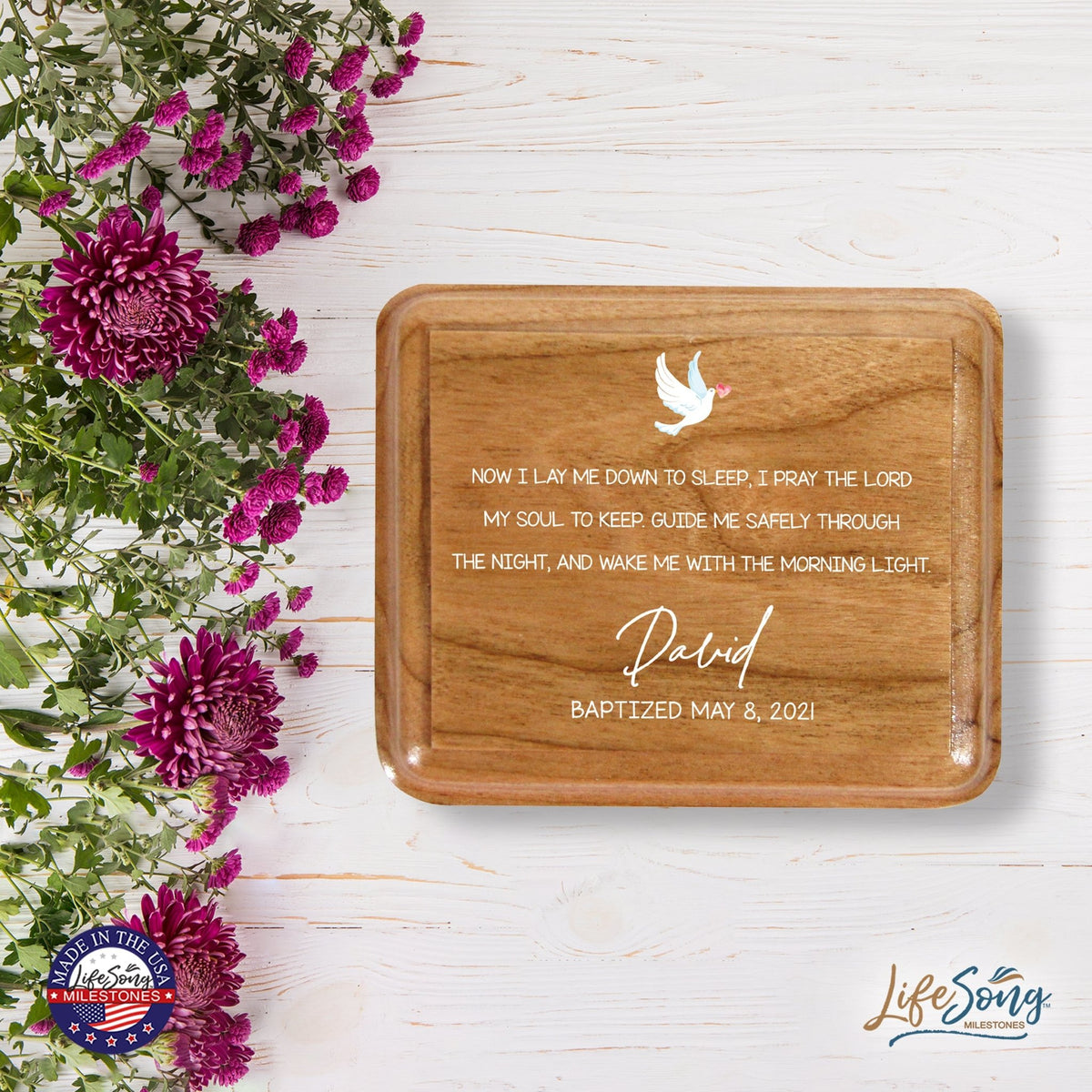 Lifesong Milestones Personalized Keepsake Box Baptism Gift for Baby Girl or Boy | Baptismal Gifts