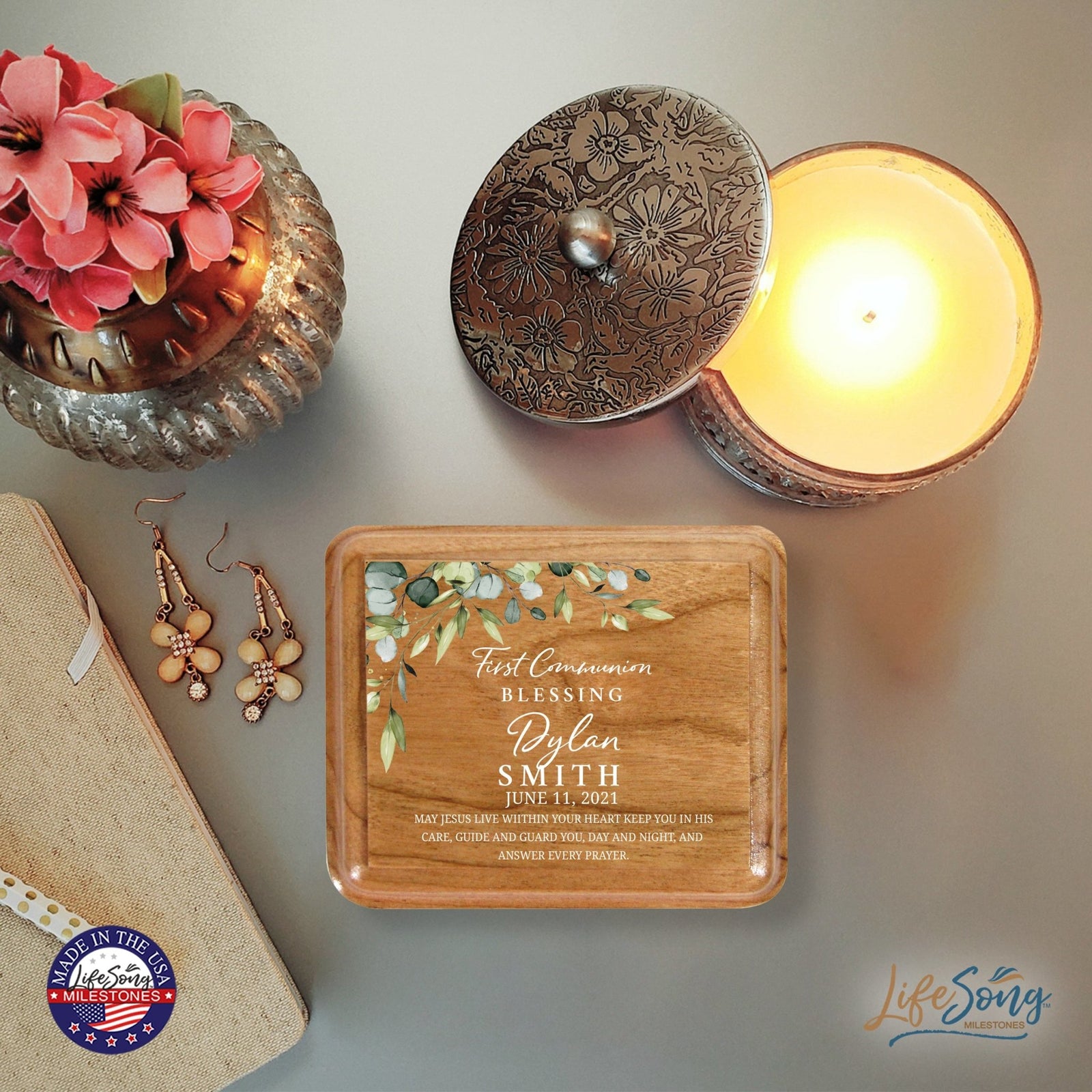 Custom Modern Holy Communion Keepsake Box 3.5x3 First Communion - LifeSong Milestones