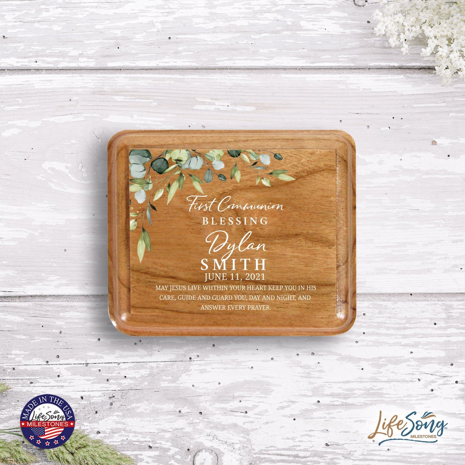 Custom Modern Holy Communion Keepsake Box 3.5x3 First Communion - LifeSong Milestones