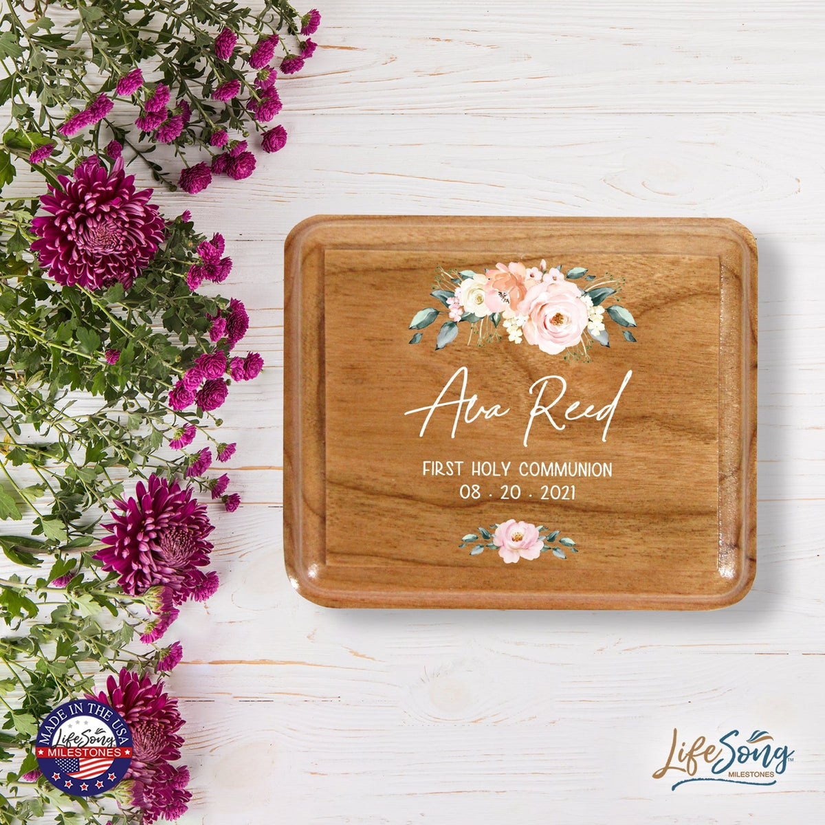 Custom Modern Holy Communion Keepsake Box 3.5x3 First Communion - LifeSong Milestones