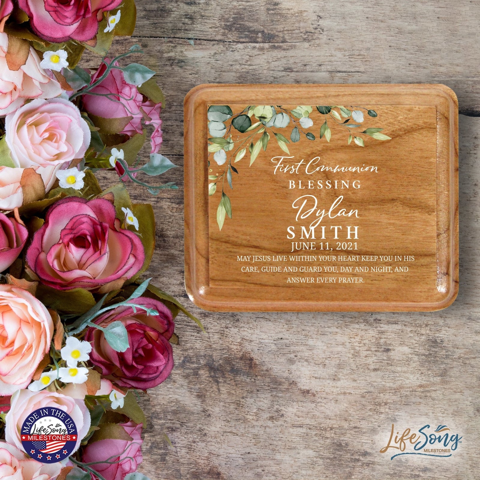 Custom Modern Holy Communion Keepsake Box 3.5x3 First Communion - LifeSong Milestones