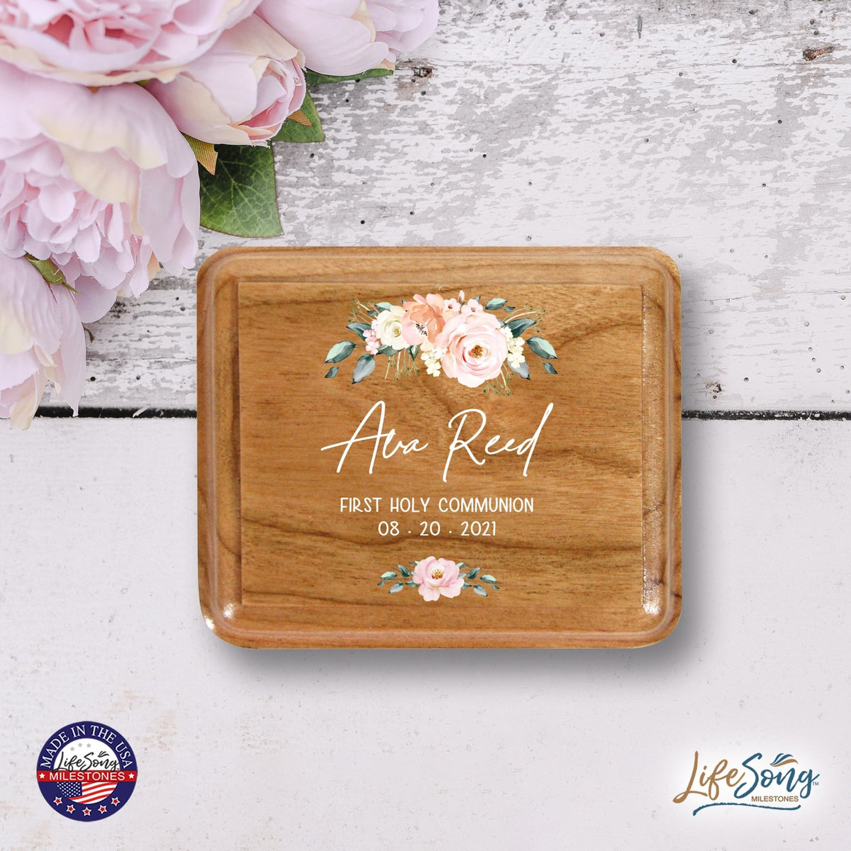 Custom Modern Holy Communion Keepsake Box 3.5x3 First Communion - LifeSong Milestones