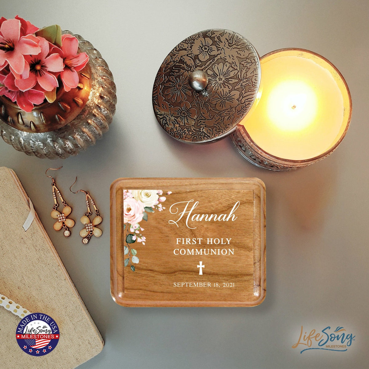 Custom Modern Holy Communion Keepsake Box 3.5x3 First Holy Communion - LifeSong Milestones