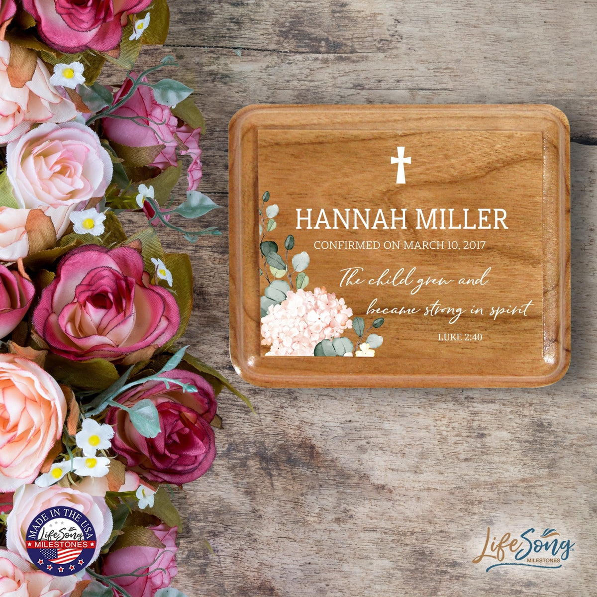 Custom Modern Holy Communion Keepsake Box 3.5x3 The Child Grew - LifeSong Milestones