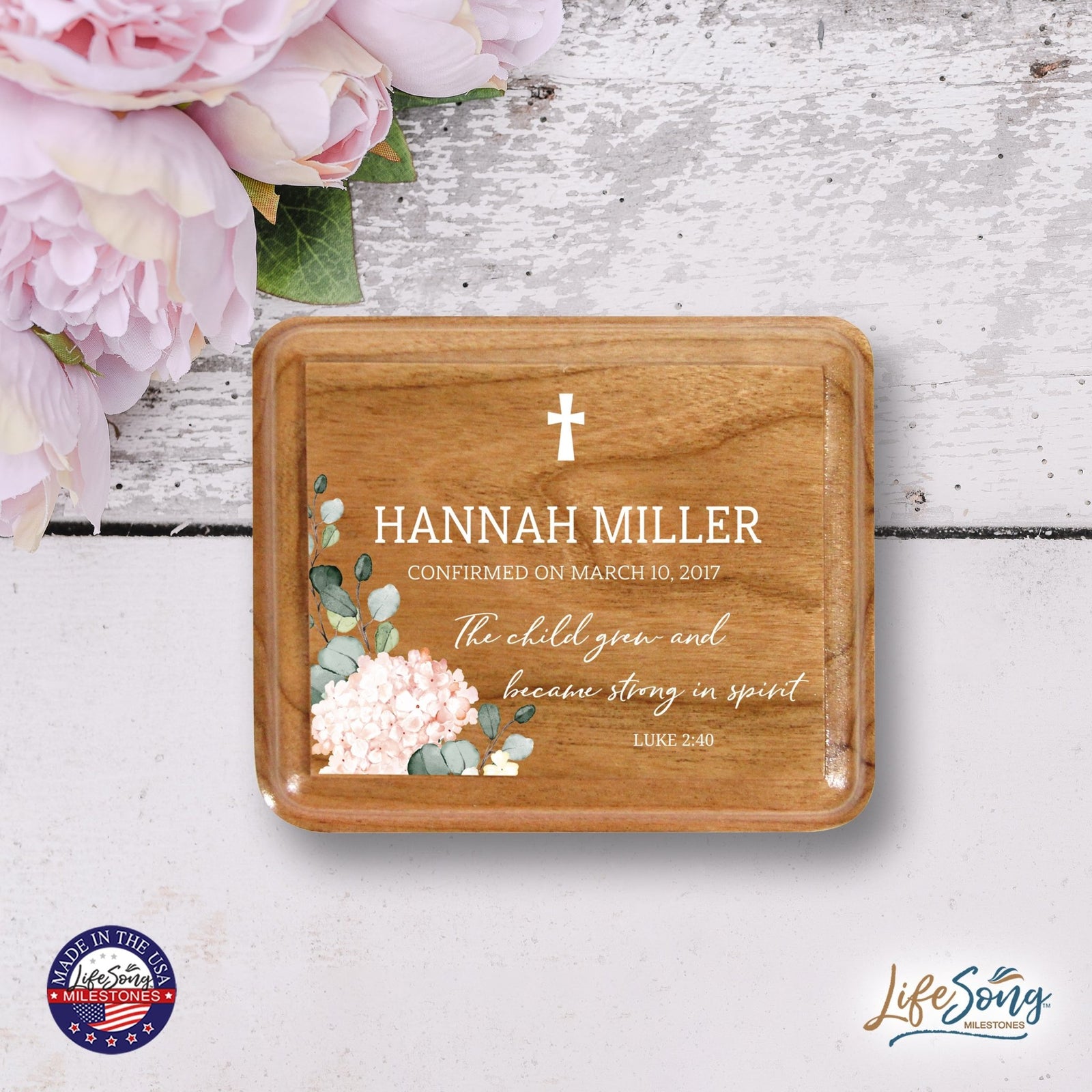 Custom Modern Holy Communion Keepsake Box 3.5x3 The Child Grew - LifeSong Milestones