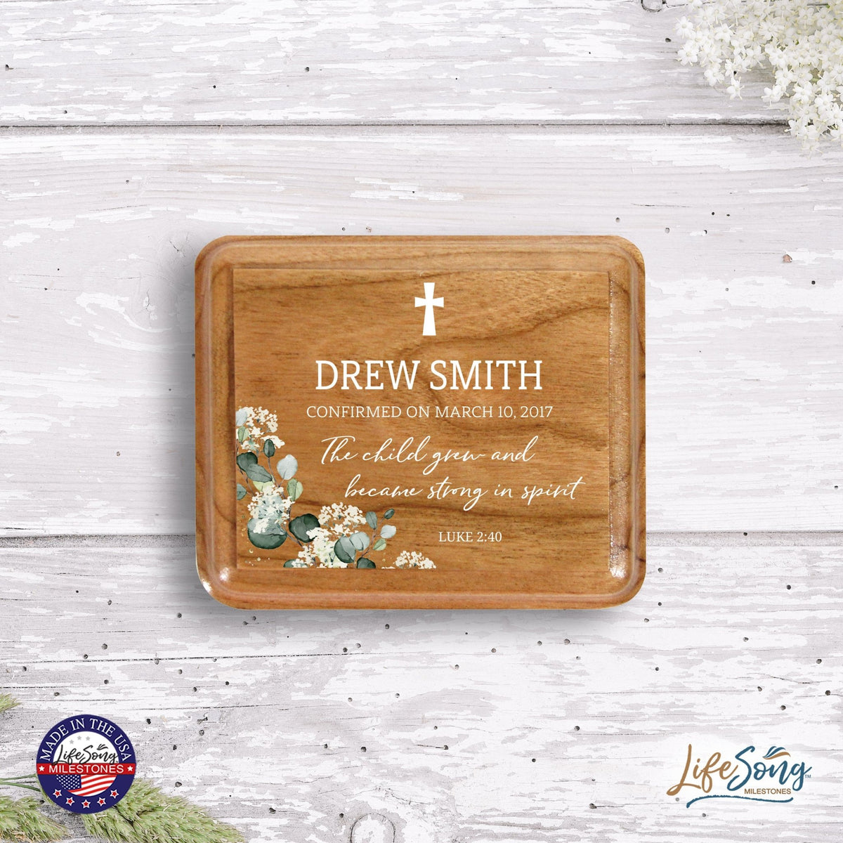 Custom Modern Holy Communion Keepsake Box 3.5x3 The Child Grew - LifeSong Milestones