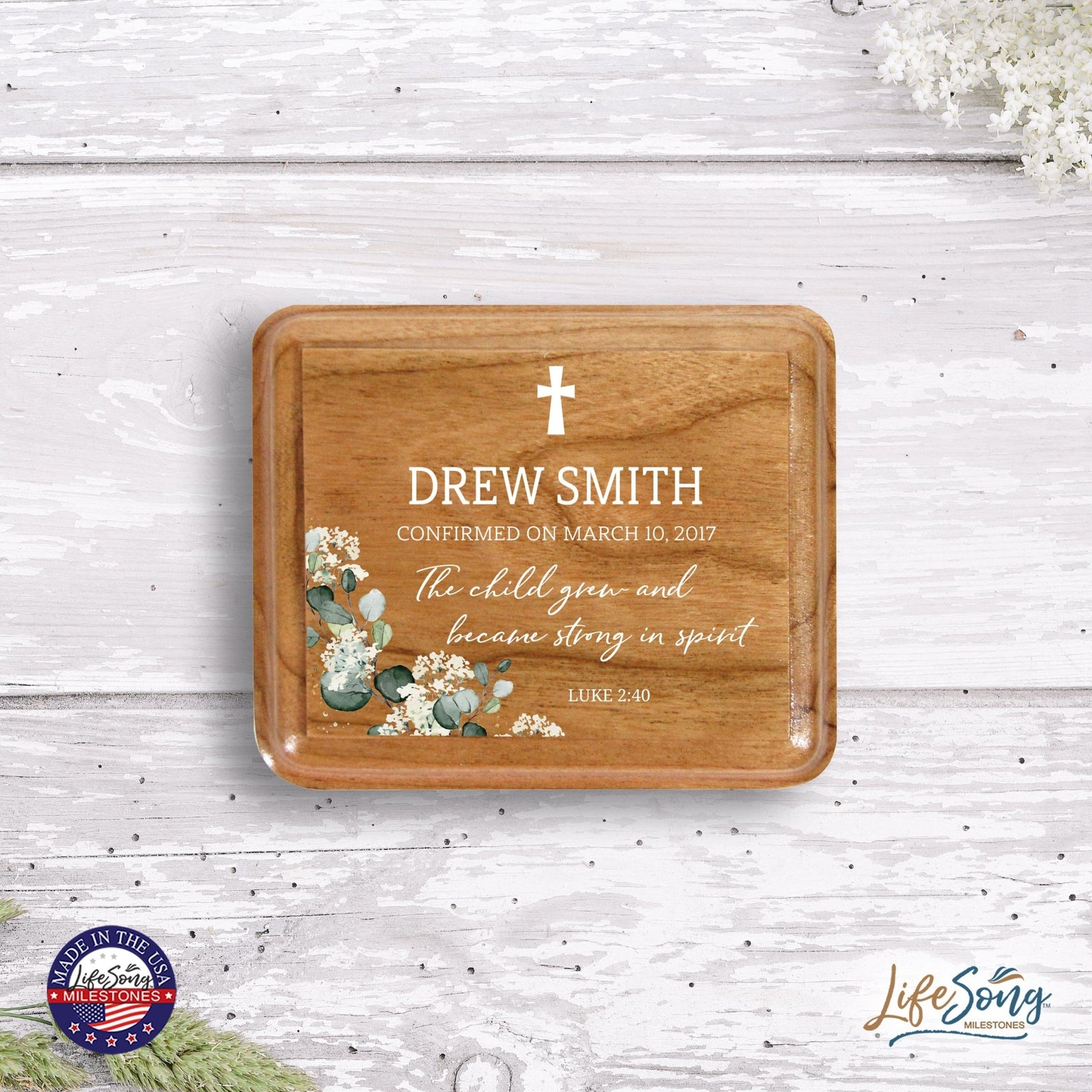 Custom Modern Holy Communion Keepsake Box 3.5x3 The Child Grew - LifeSong Milestones