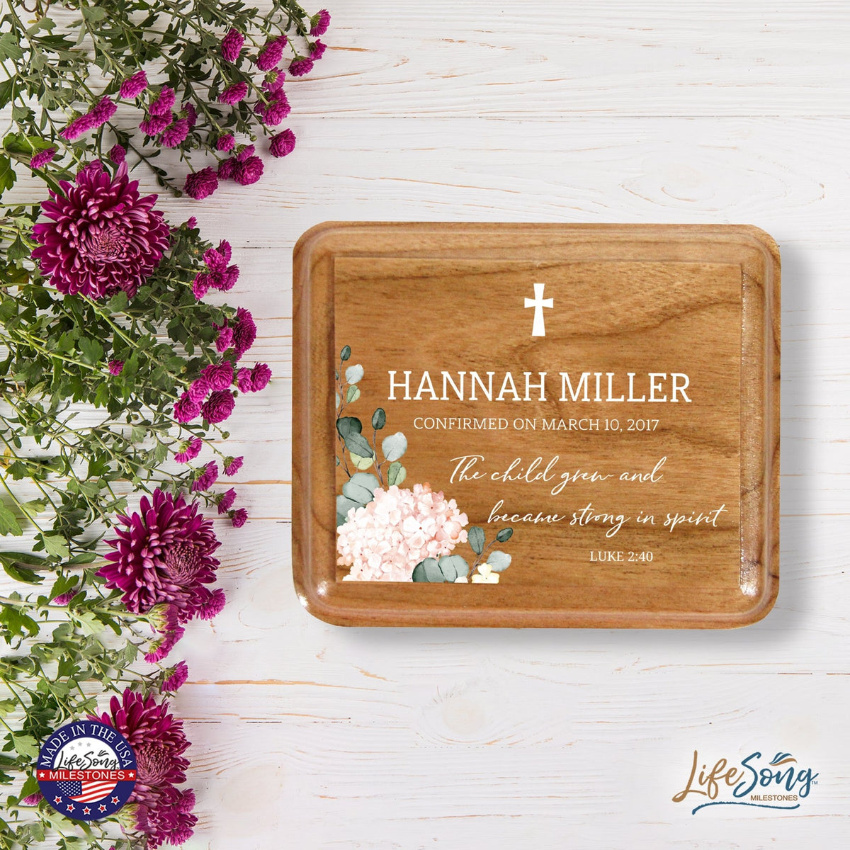 Custom Modern Holy Communion Keepsake Box 3.5x3 The Child Grew - LifeSong Milestones