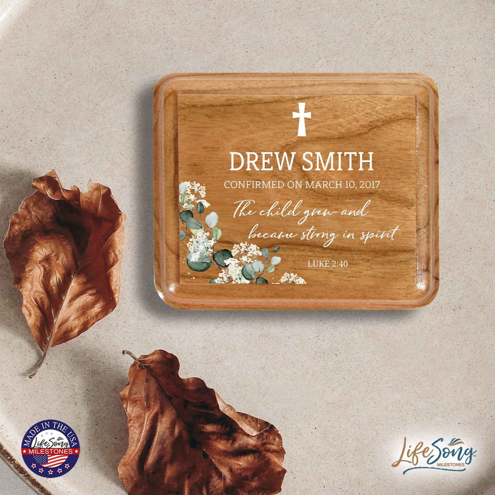 Custom Modern Holy Communion Keepsake Box 3.5x3 The Child Grew - LifeSong Milestones