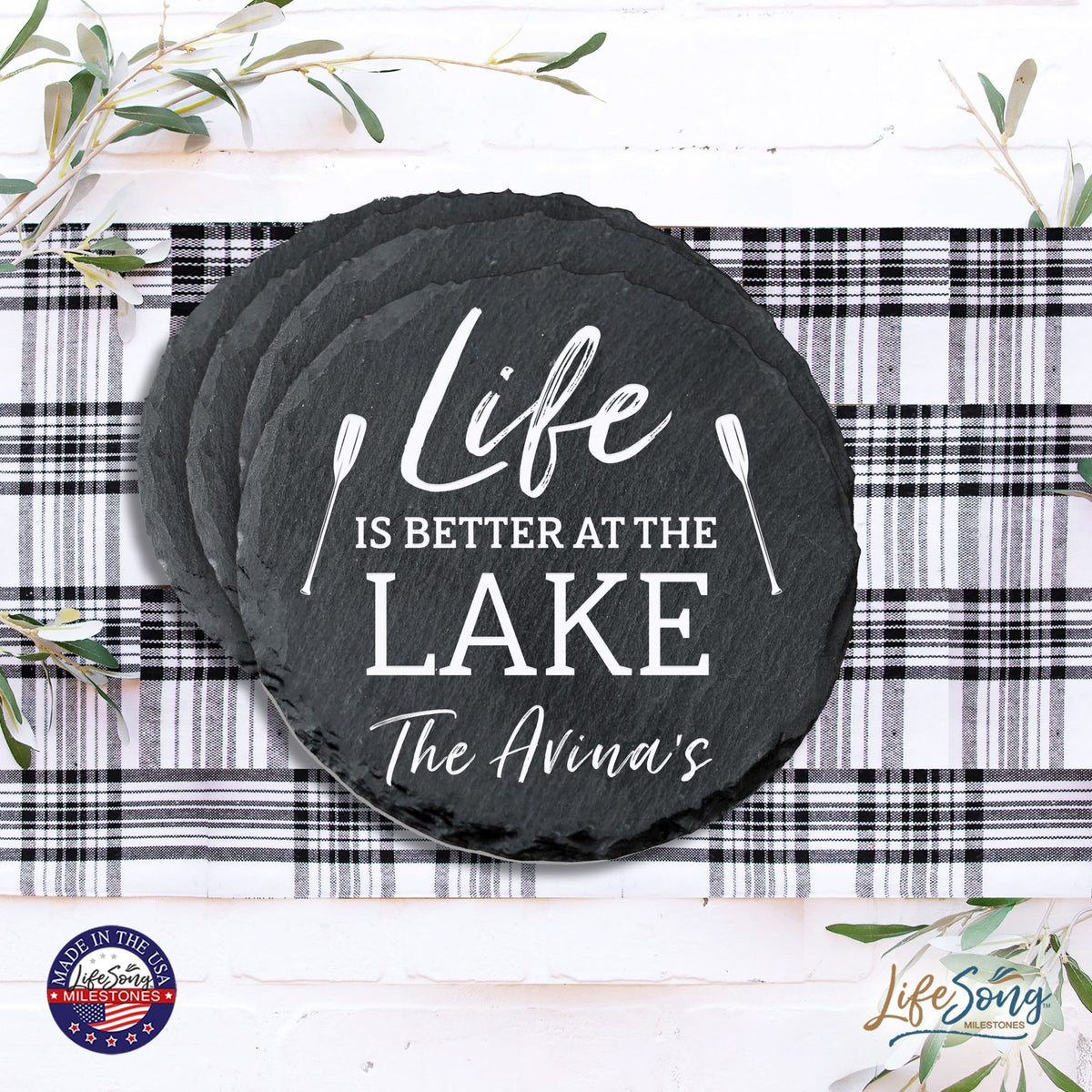 Custom Modern Inspirational 6pc Coaster Set 4x4 Life Is Better (paddles) - LifeSong Milestones