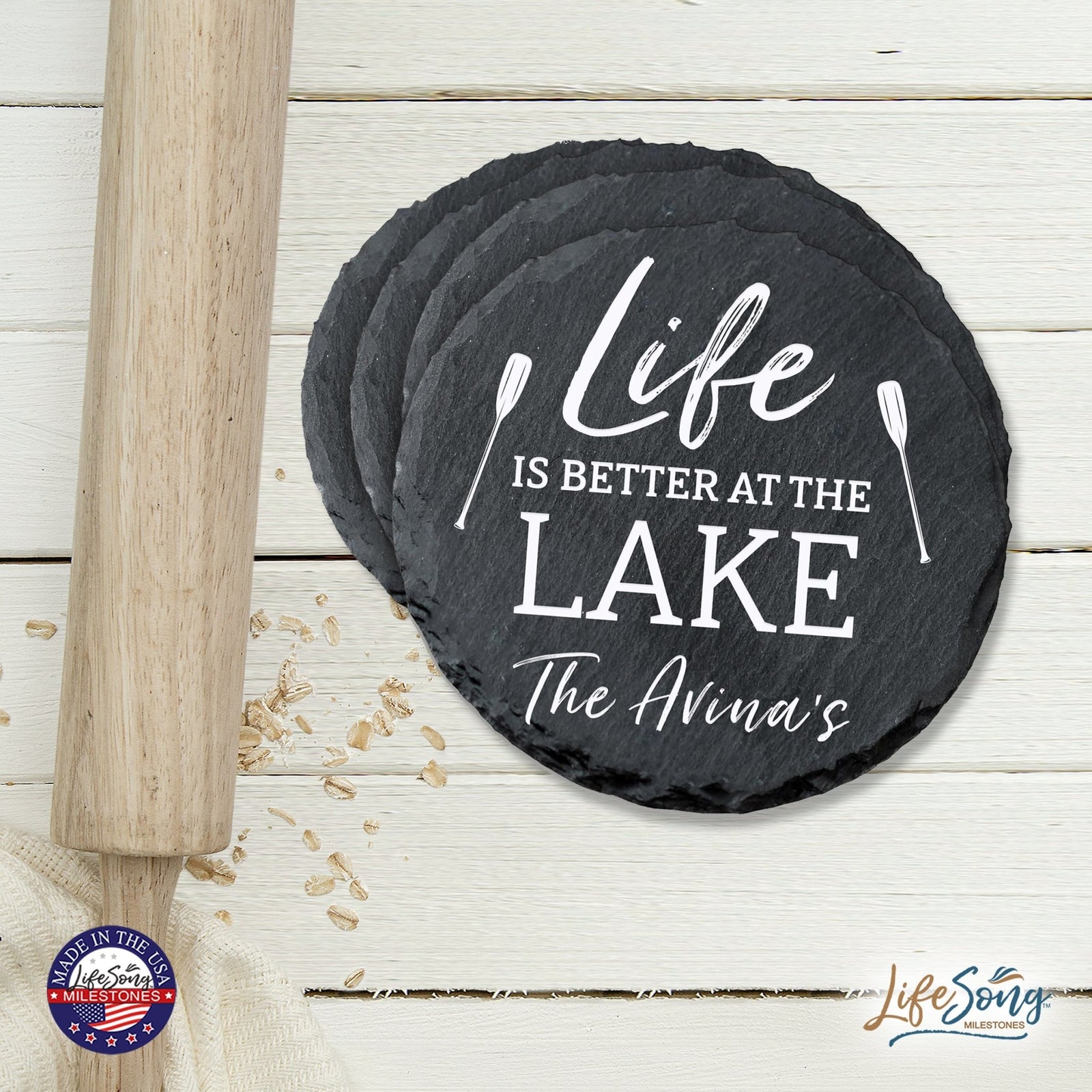 Custom Modern Inspirational 6pc Coaster Set 4x4 Life Is Better (paddles) - LifeSong Milestones