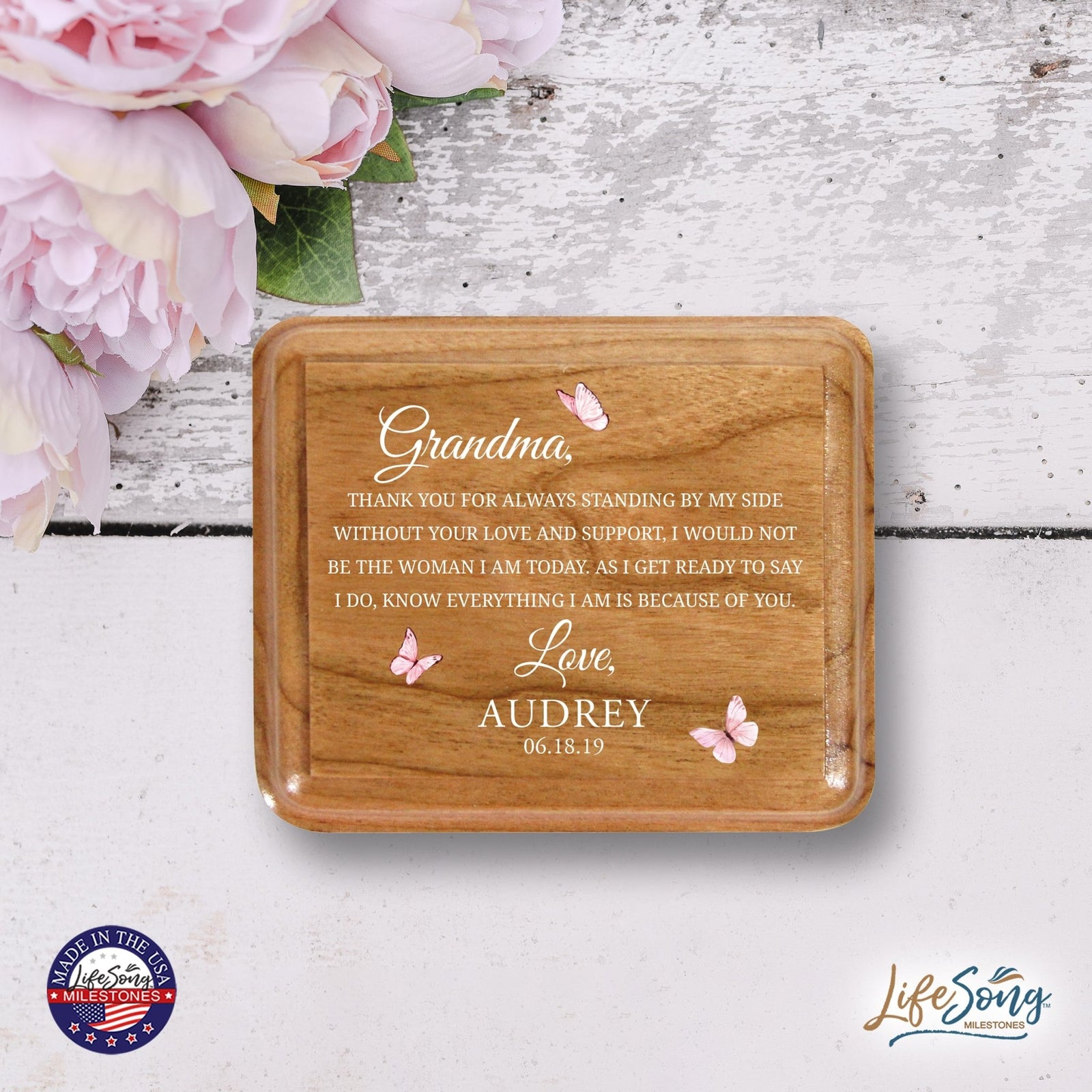 Custom Modern Keepsake Box Inspirational Quotes for Grandmother 3.5x3 Grandma, Thank You For - LifeSong Milestones