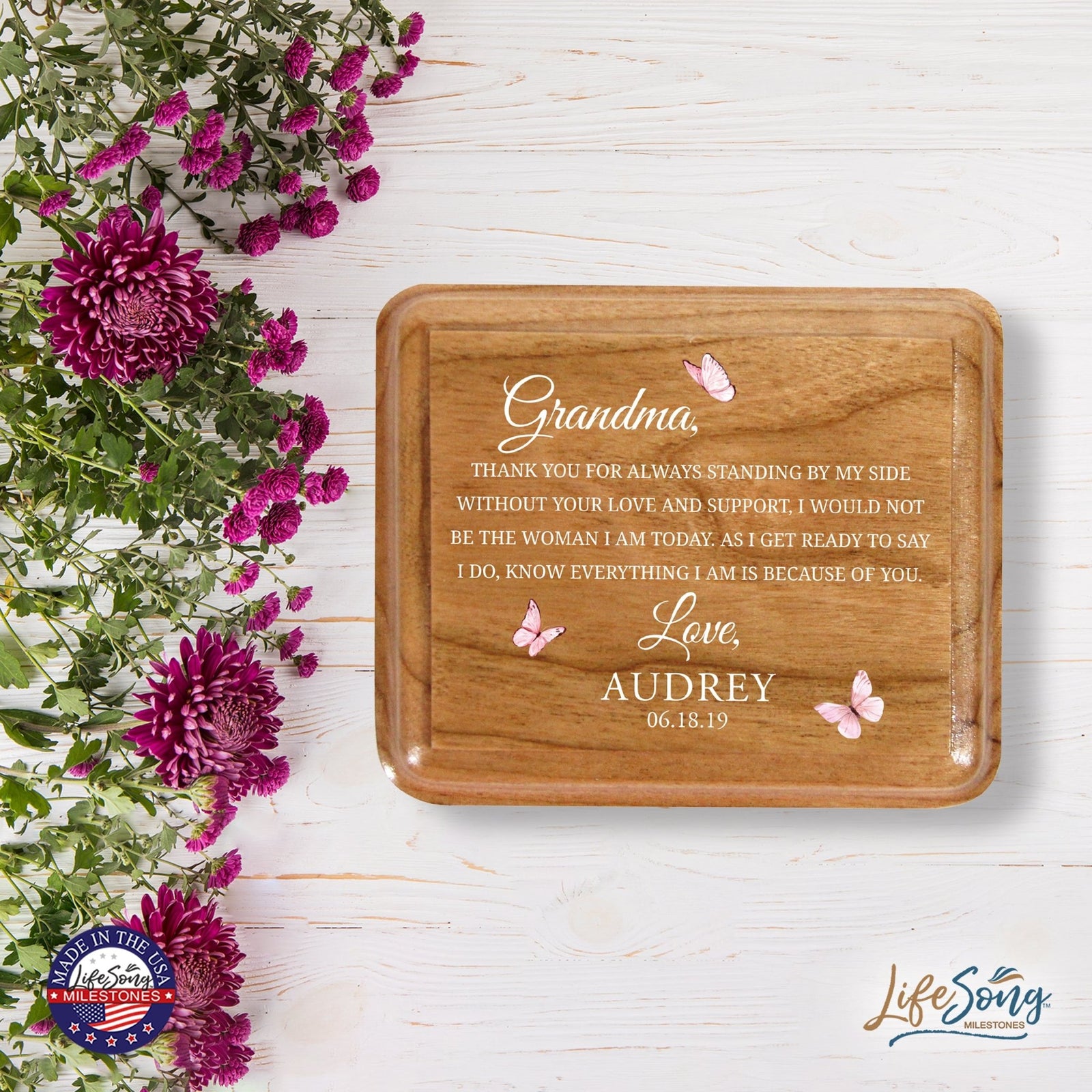 Custom Modern Keepsake Box Inspirational Quotes for Grandmother 3.5x3 Grandma, Thank You For - LifeSong Milestones