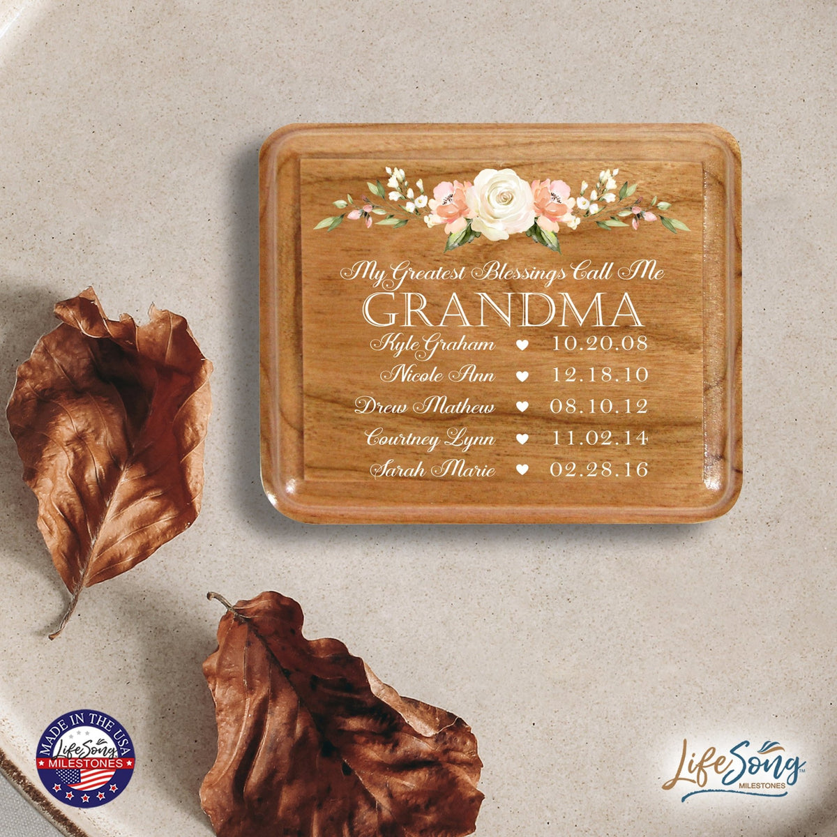 Custom Modern Keepsake Box Inspirational Quotes for Grandmother 3.5x3 My Greatest Blessings - LifeSong Milestones