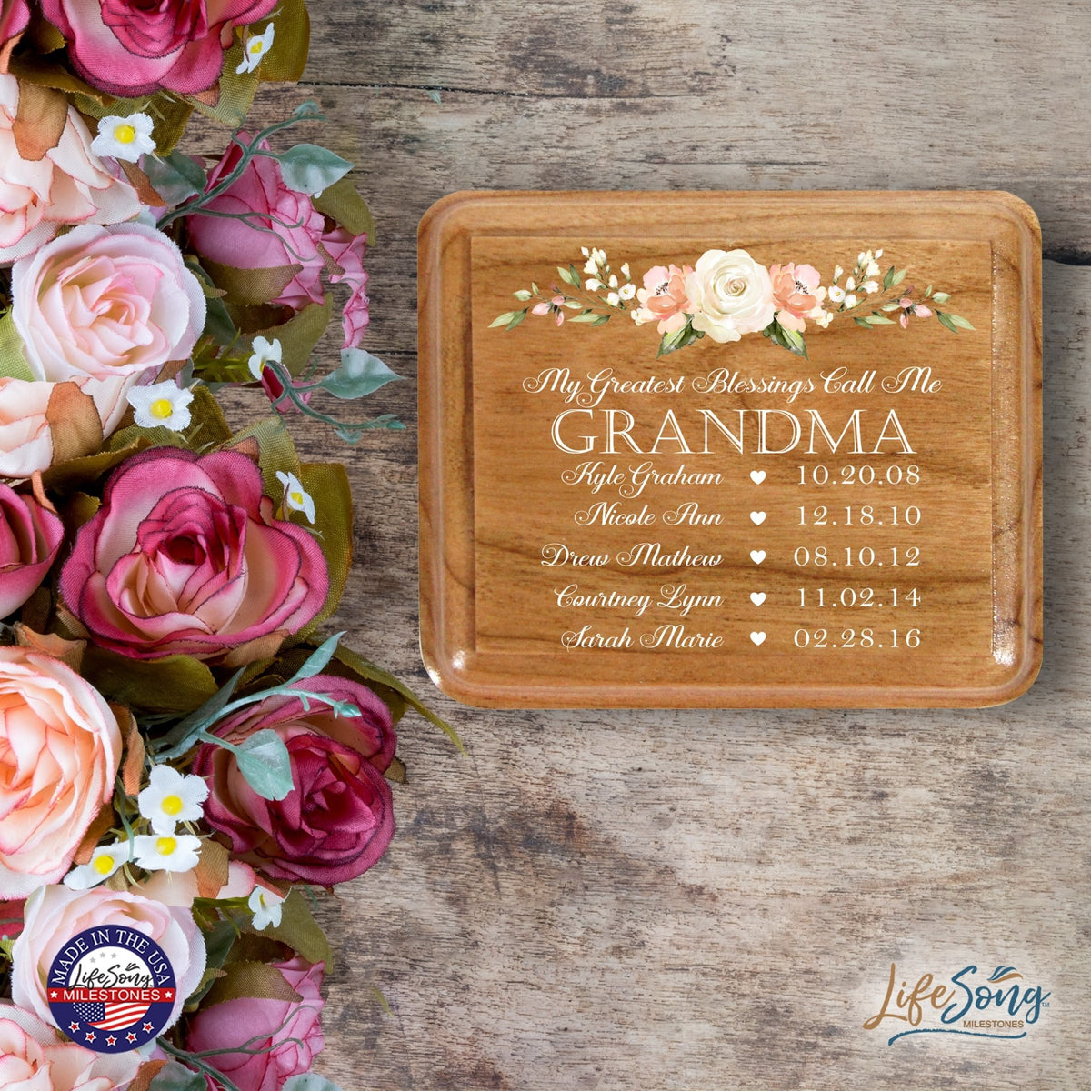 Custom Modern Keepsake Box Inspirational Quotes for Grandmother 3.5x3 My Greatest Blessings - LifeSong Milestones