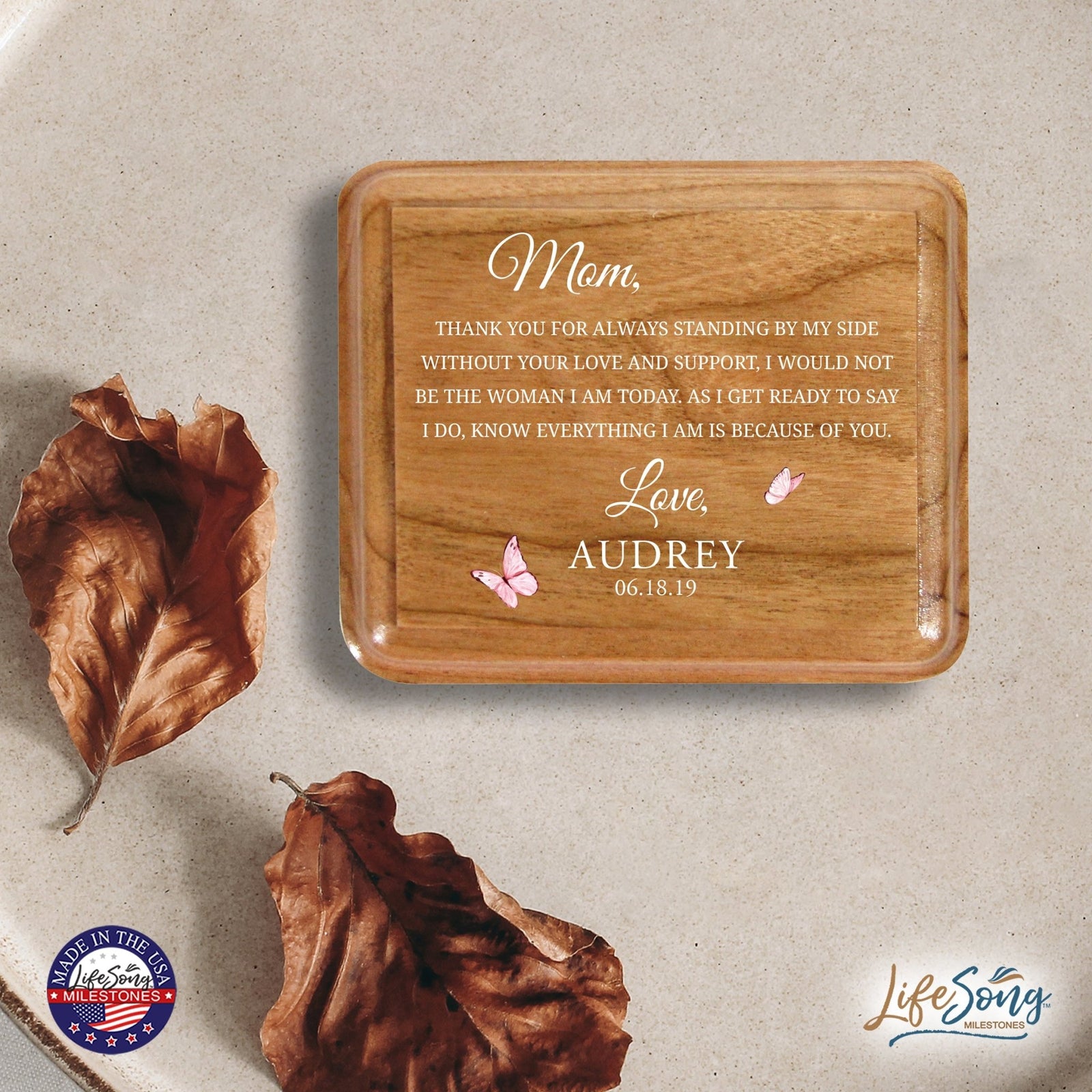 Custom Modern Keepsake Box Inspirational Quotes for Mom 3.5x3 Mom, Thank You - LifeSong Milestones