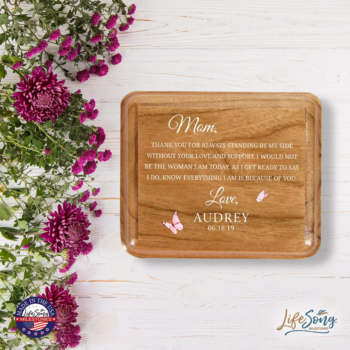 Custom Modern Keepsake Box Inspirational Quotes for Mom 3.5x3 Mom, Thank You - LifeSong Milestones