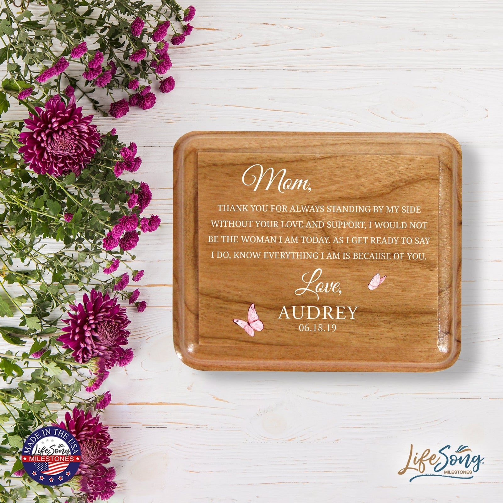 Custom Modern Keepsake Box Inspirational Quotes for Mom 3.5x3 Mom, Thank You - LifeSong Milestones