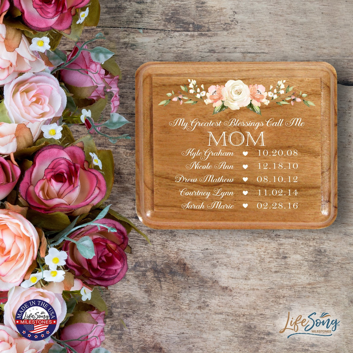 Custom Modern Keepsake Box Inspirational Quotes for Mom 3.5x3 My Greatest Blessings - LifeSong Milestones