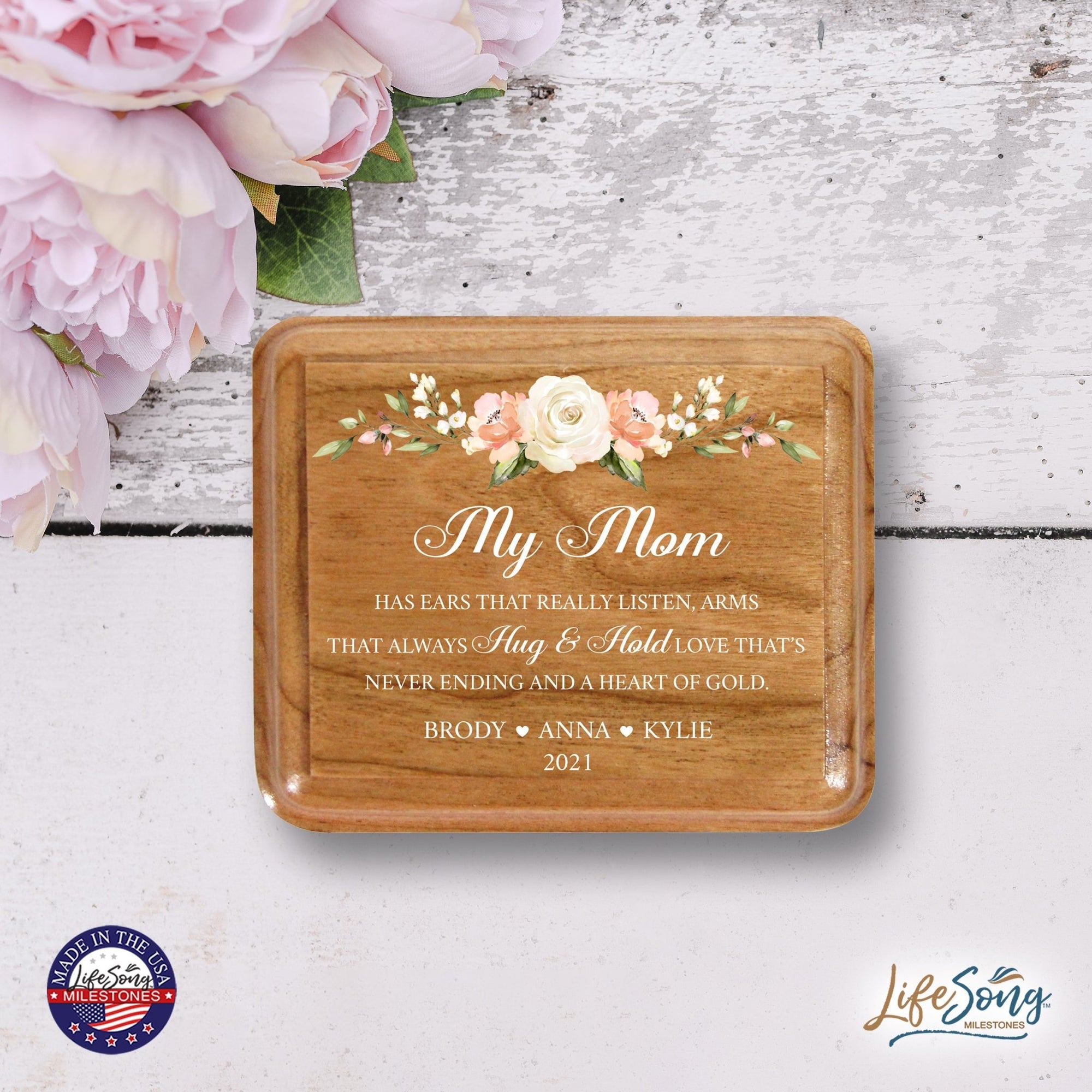 Custom Modern Keepsake Box Inspirational Quotes for Mom 3.5x3 My Mom Has - LifeSong Milestones