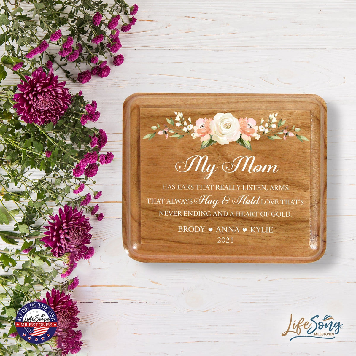 Custom Modern Keepsake Box Inspirational Quotes for Mom 3.5x3 My Mom Has - LifeSong Milestones