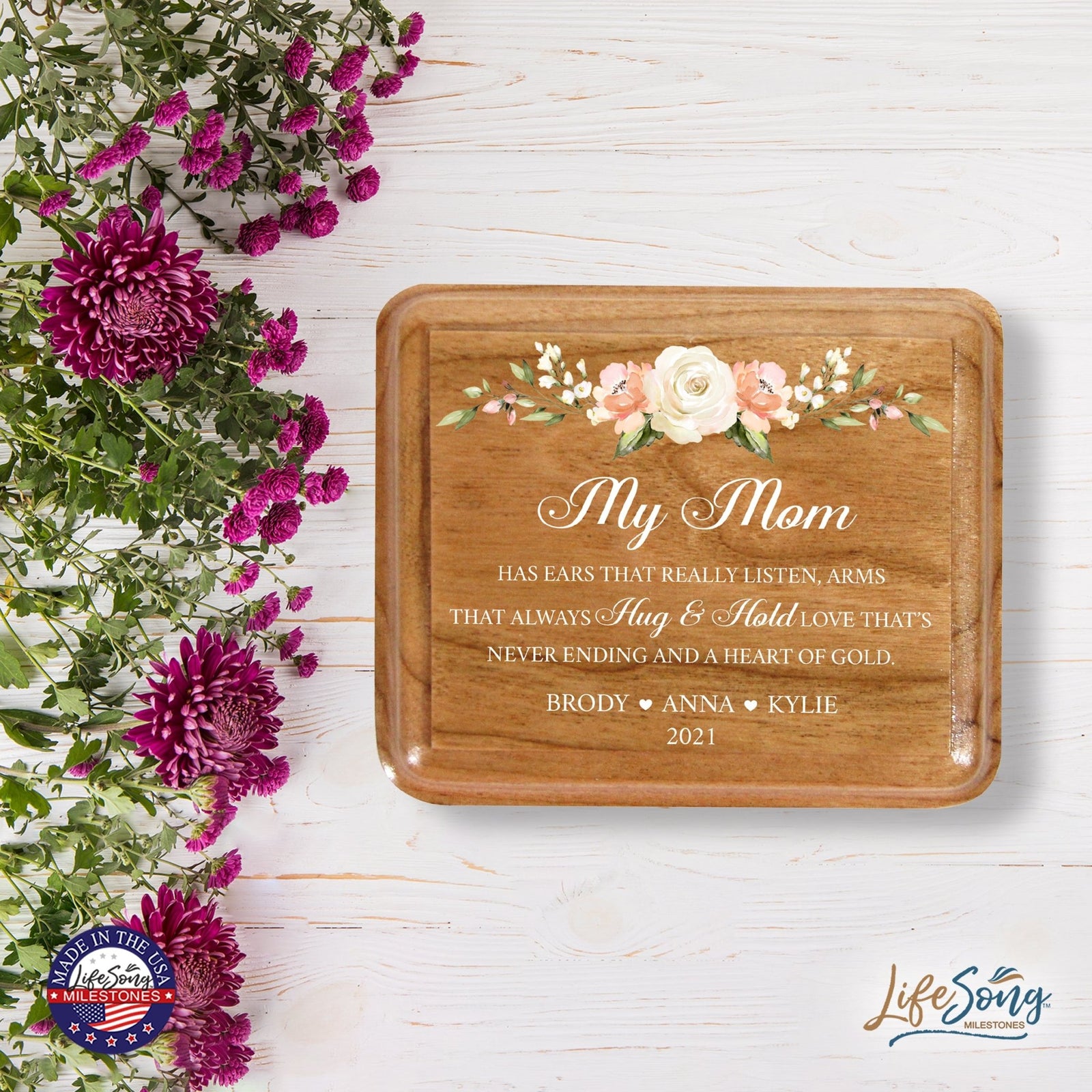 Custom Modern Keepsake Box Inspirational Quotes for Mom 3.5x3 My Mom Has - LifeSong Milestones