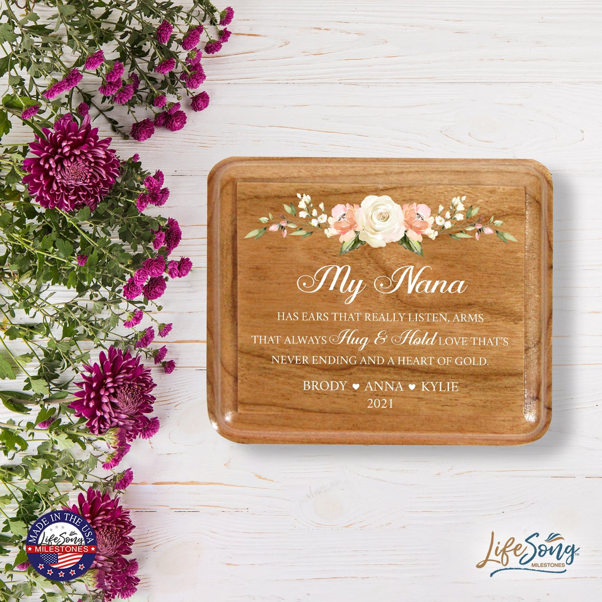 Custom Modern Keepsake Box Inspirational Quotes for Nana 3.5x3 Nana Has Ears - LifeSong Milestones