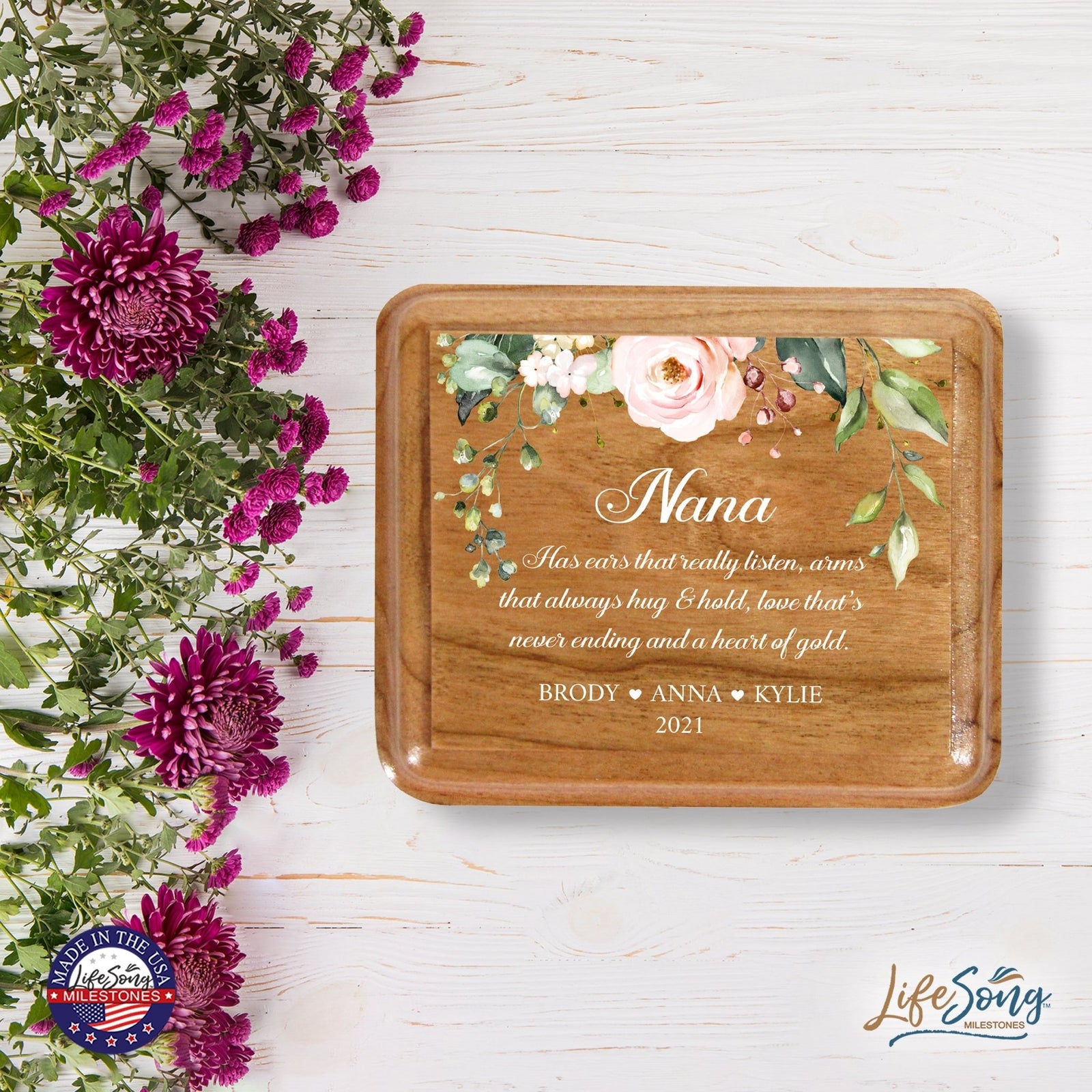 Custom Modern Keepsake Box Inspirational Quotes for Nana 3.5x3 Nana Has Ears - LifeSong Milestones