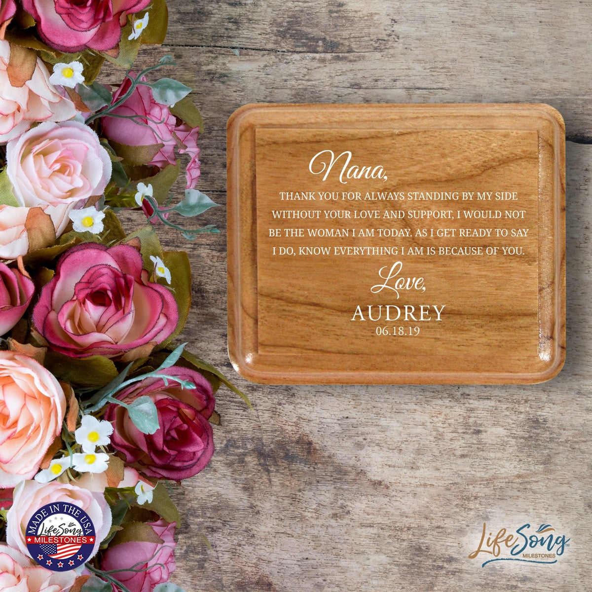 Custom Modern Keepsake Box Inspirational Quotes for Nana 3.5x3 Nana, Thank You - LifeSong Milestones