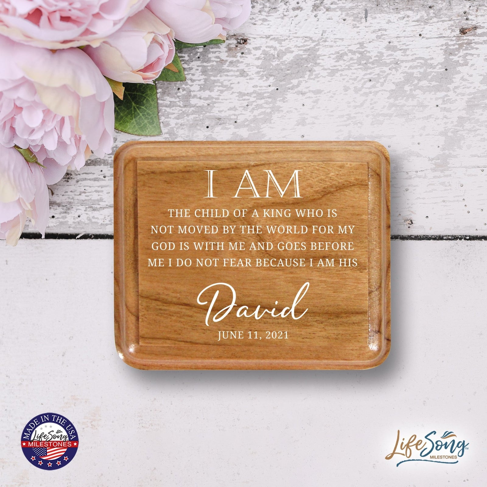 Custom Modern Keepsake Box with Inspirational Quotes 3.5x3 I Am The Child - LifeSong Milestones