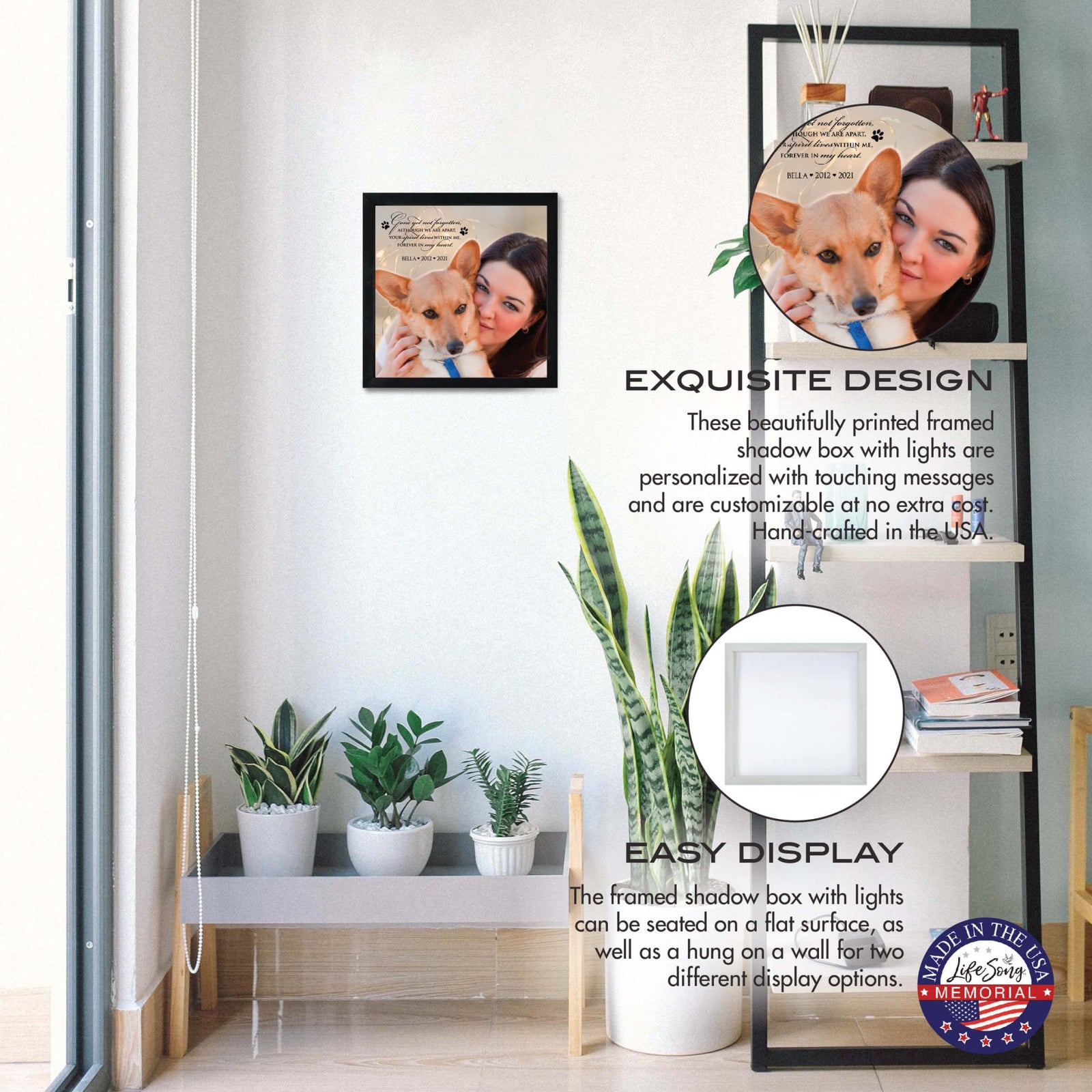 Custom Pet Memorial Framed Shadow Box Wall Décor for the Loss of Beloved Pet - Gone Yet Not Forgotten - LifeSong Milestones