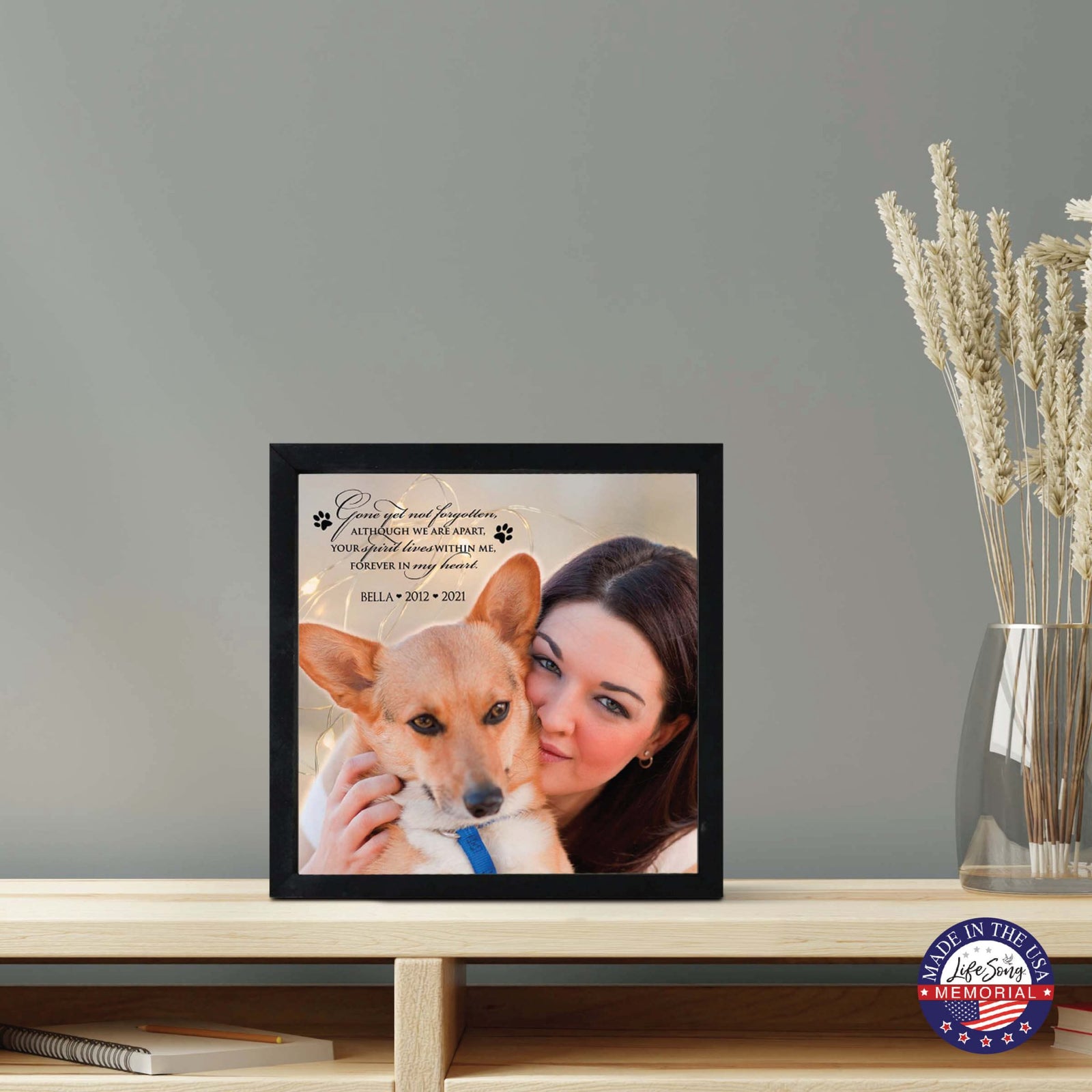 Custom Pet Memorial Framed Shadow Box Wall Décor for the Loss of Beloved Pet - Gone Yet Not Forgotten - LifeSong Milestones