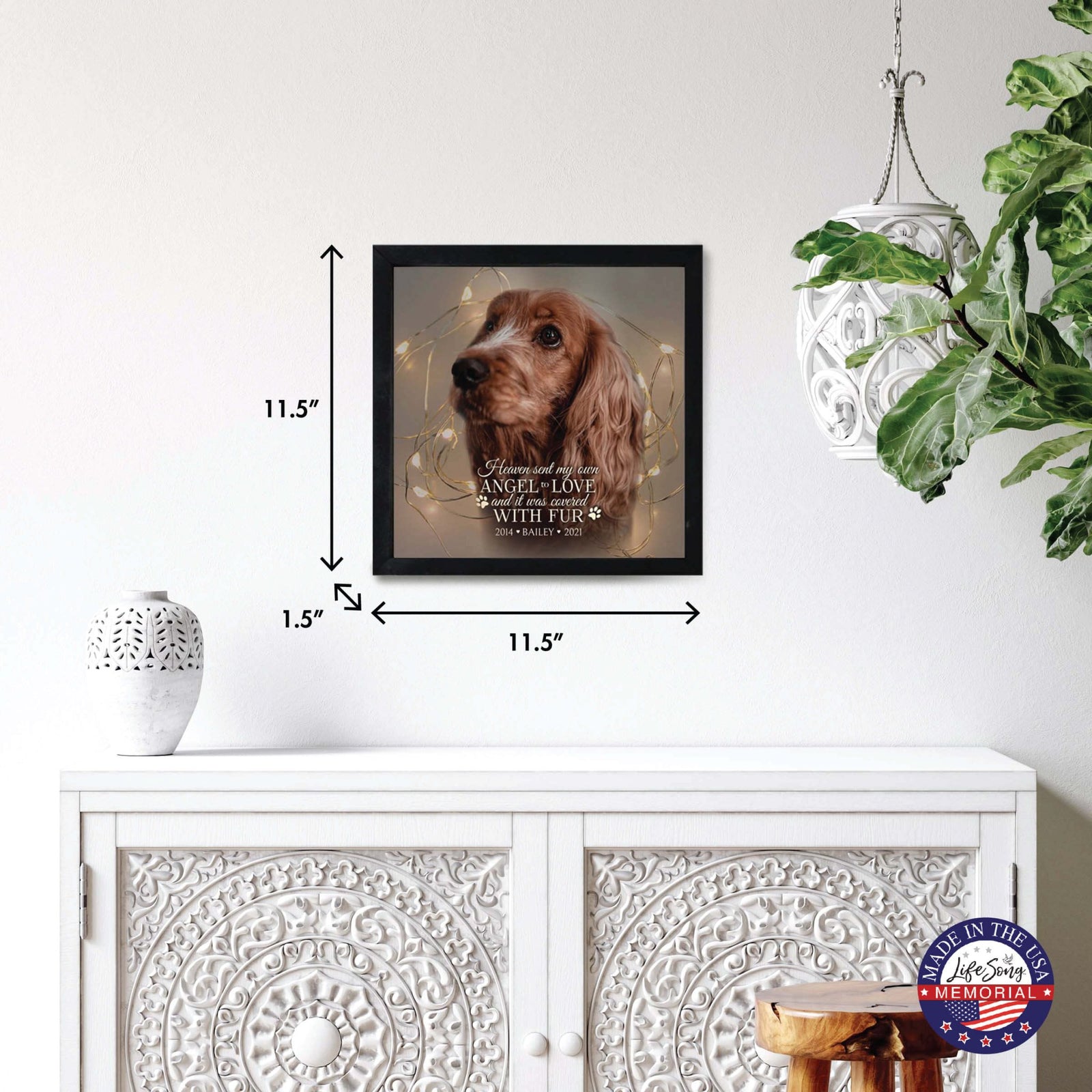 Custom Pet Memorial Framed Shadow Box Wall Décor for the Loss of Beloved Pet - Heaven Sent My Own - LifeSong Milestones