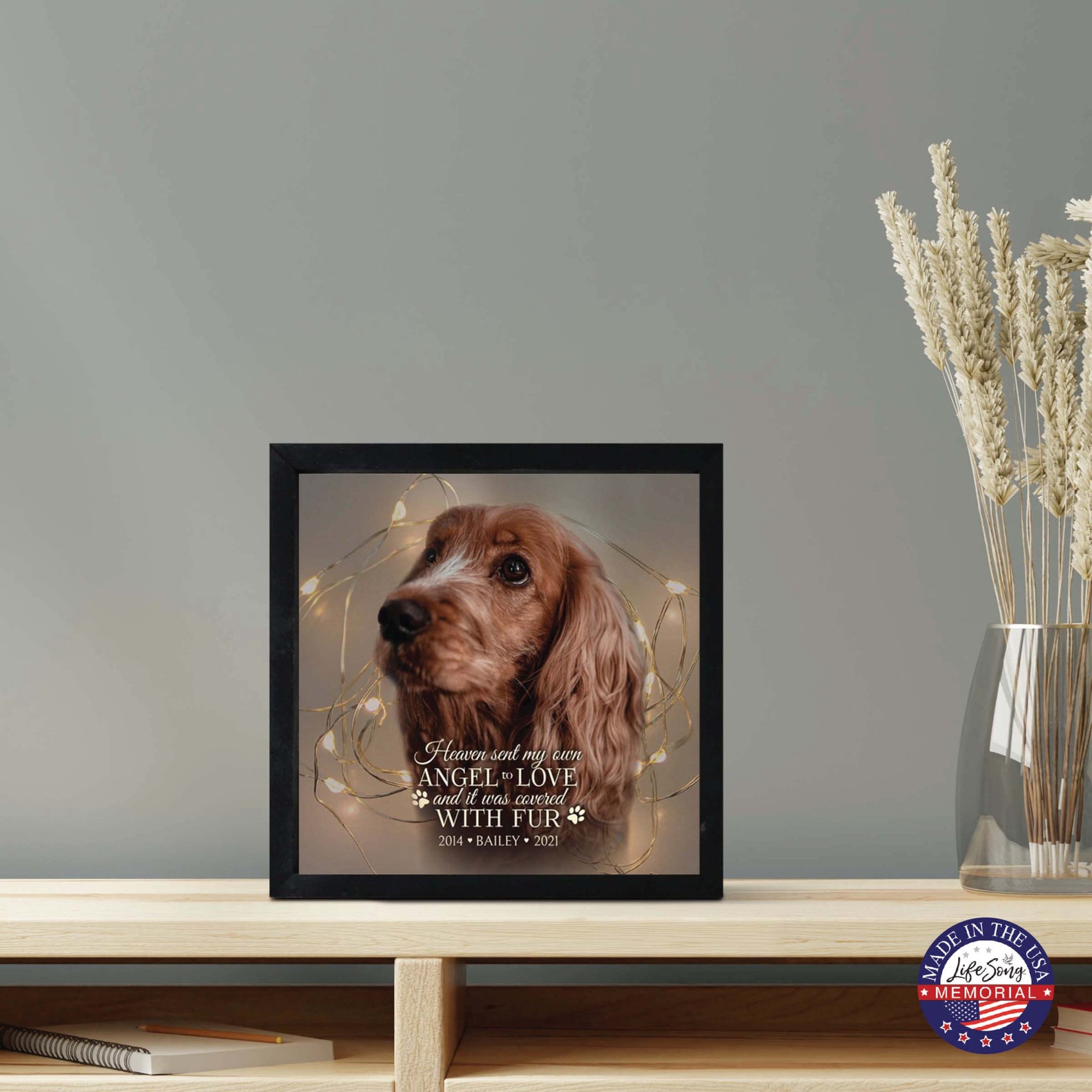Custom Pet Memorial Framed Shadow Box Wall Décor for the Loss of Beloved Pet - Heaven Sent My Own - LifeSong Milestones