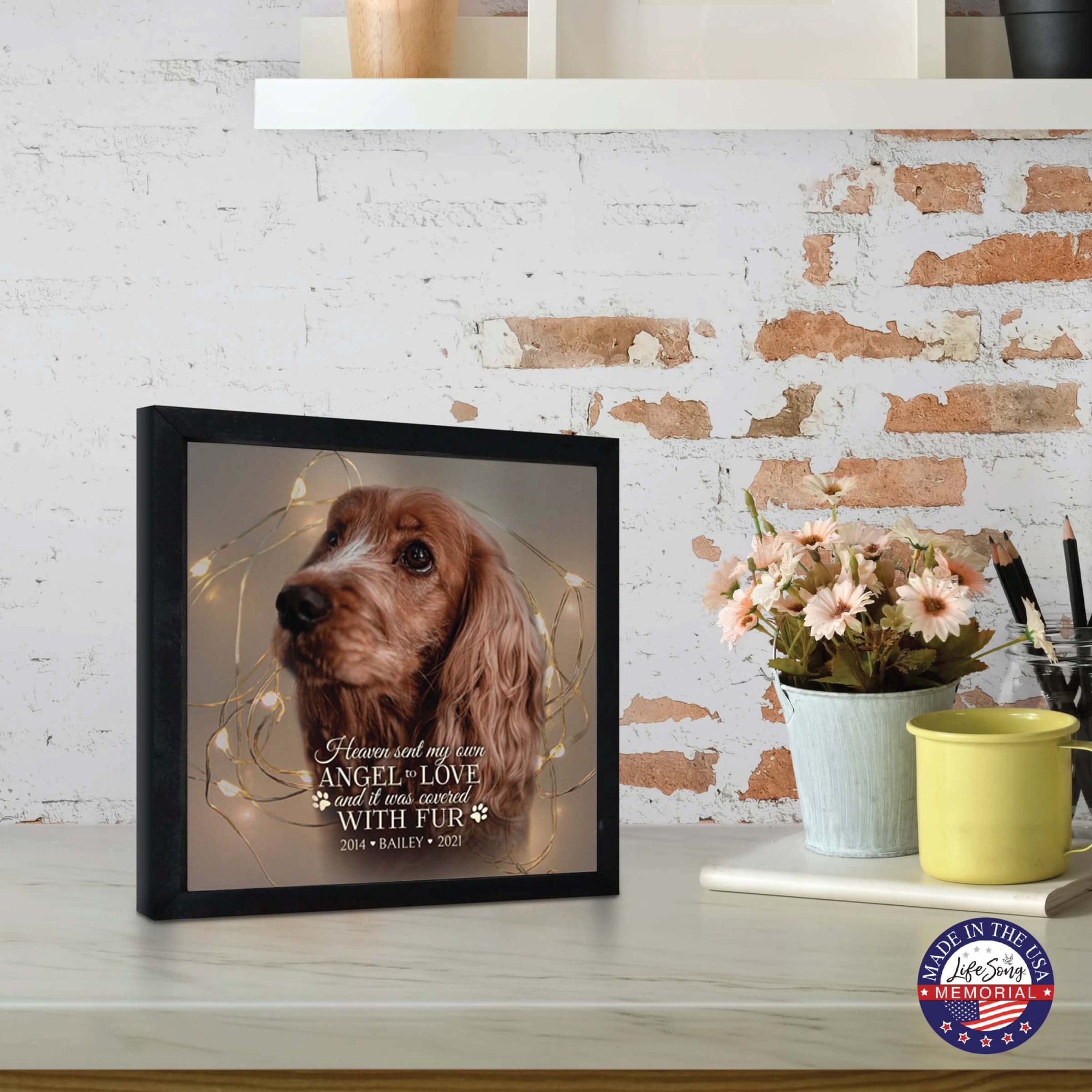 Custom Pet Memorial Framed Shadow Box Wall Décor for the Loss of Beloved Pet - Heaven Sent My Own - LifeSong Milestones
