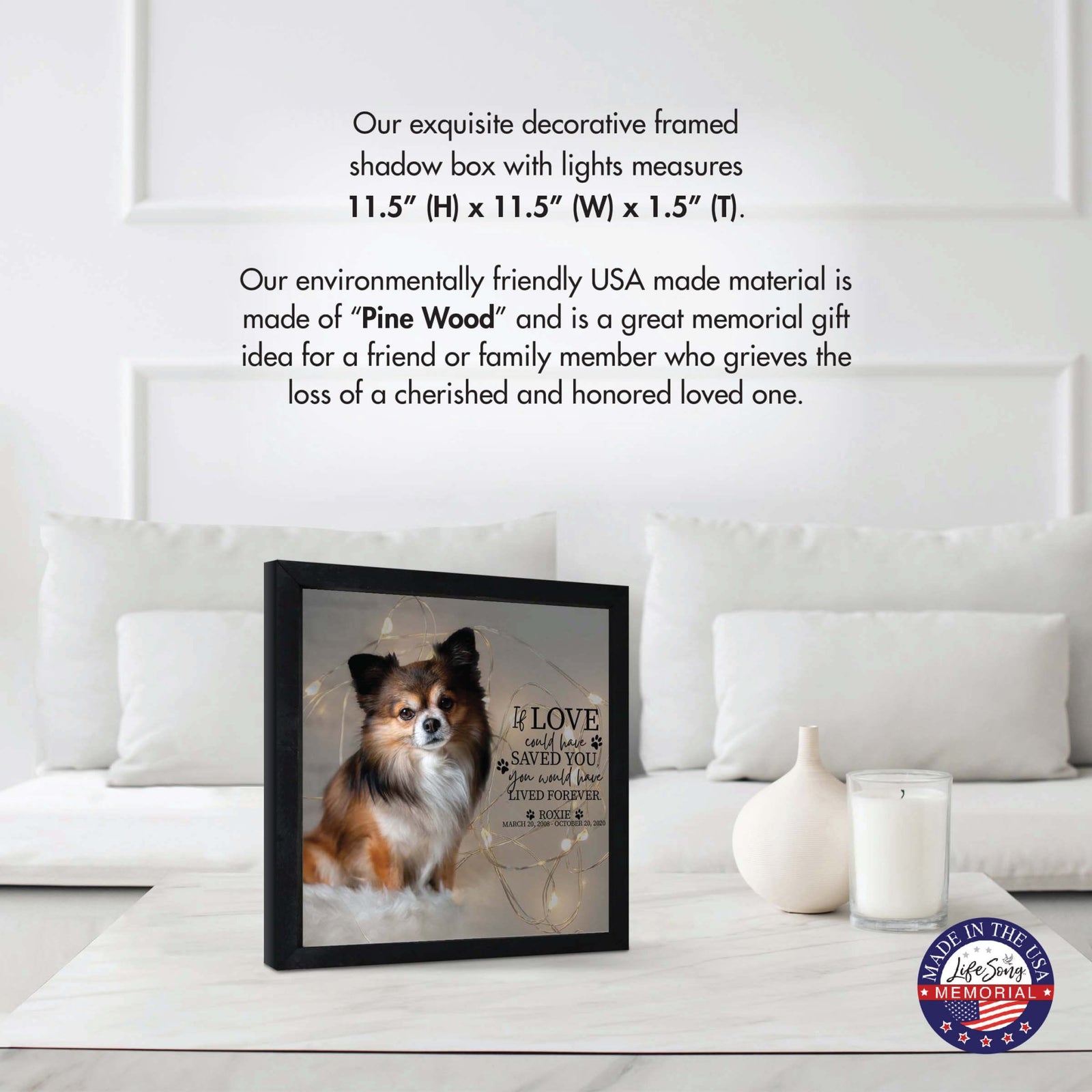 Custom Pet Memorial Framed Shadow Box Wall Décor for the Loss of Beloved Pet - If Love Could Have - LifeSong Milestones