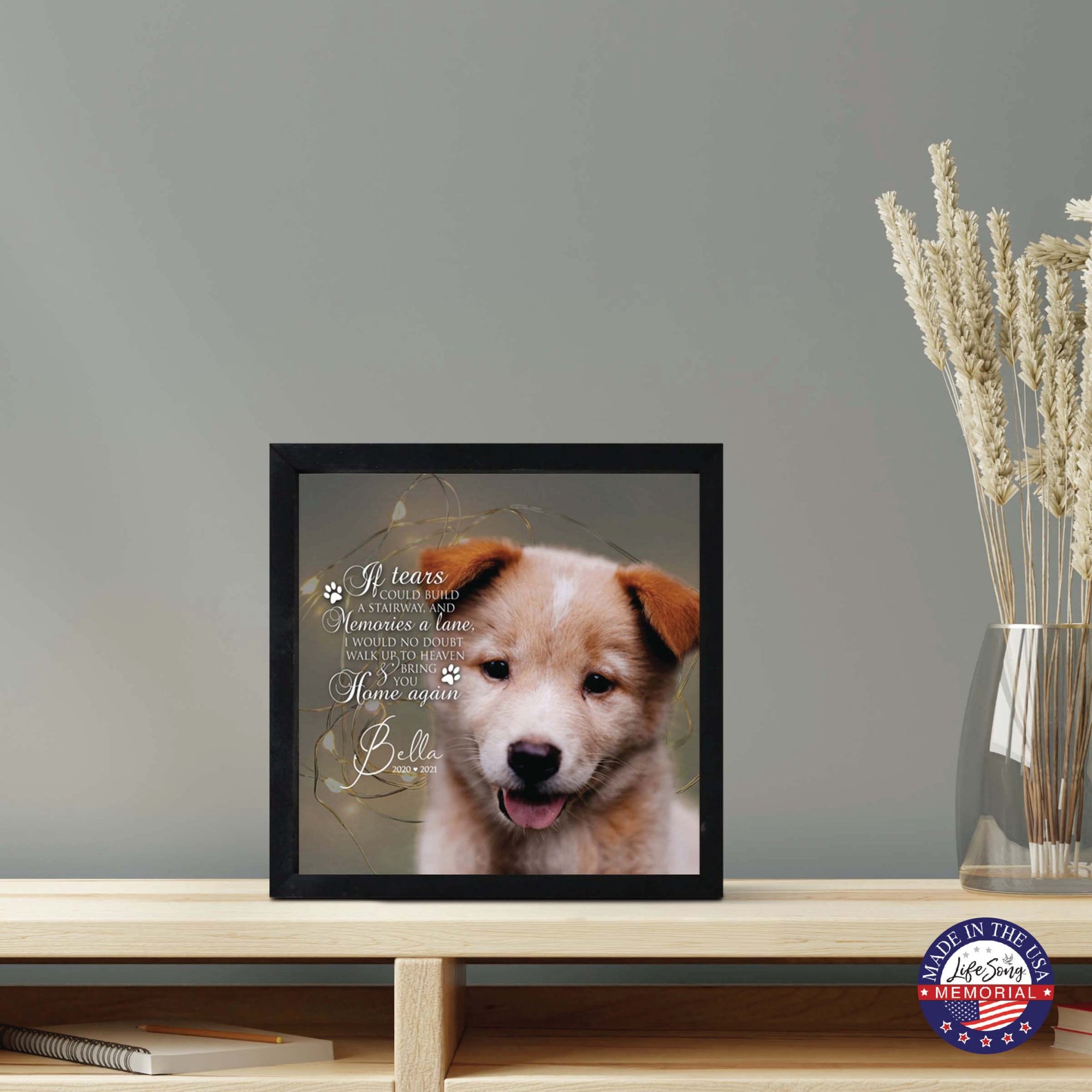 Custom Pet Memorial Framed Shadow Box Wall Décor for the Loss of Beloved Pet - If Tears Could Build - LifeSong Milestones