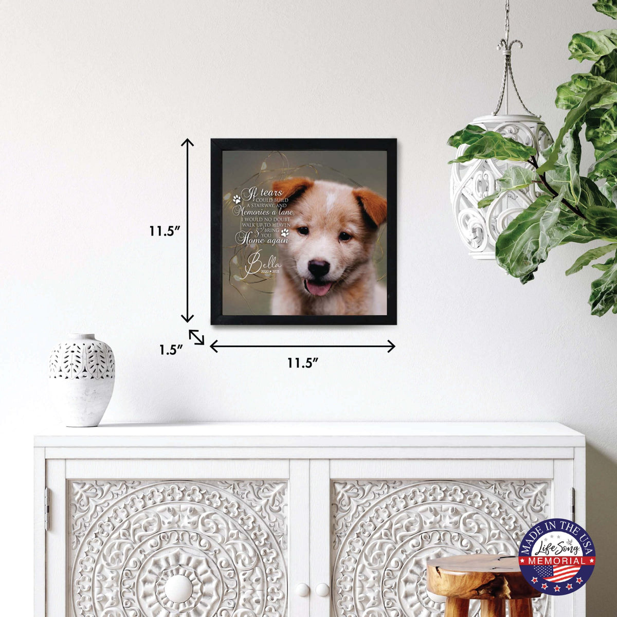Custom Pet Memorial Framed Shadow Box Wall Décor for the Loss of Beloved Pet - If Tears Could Build - LifeSong Milestones