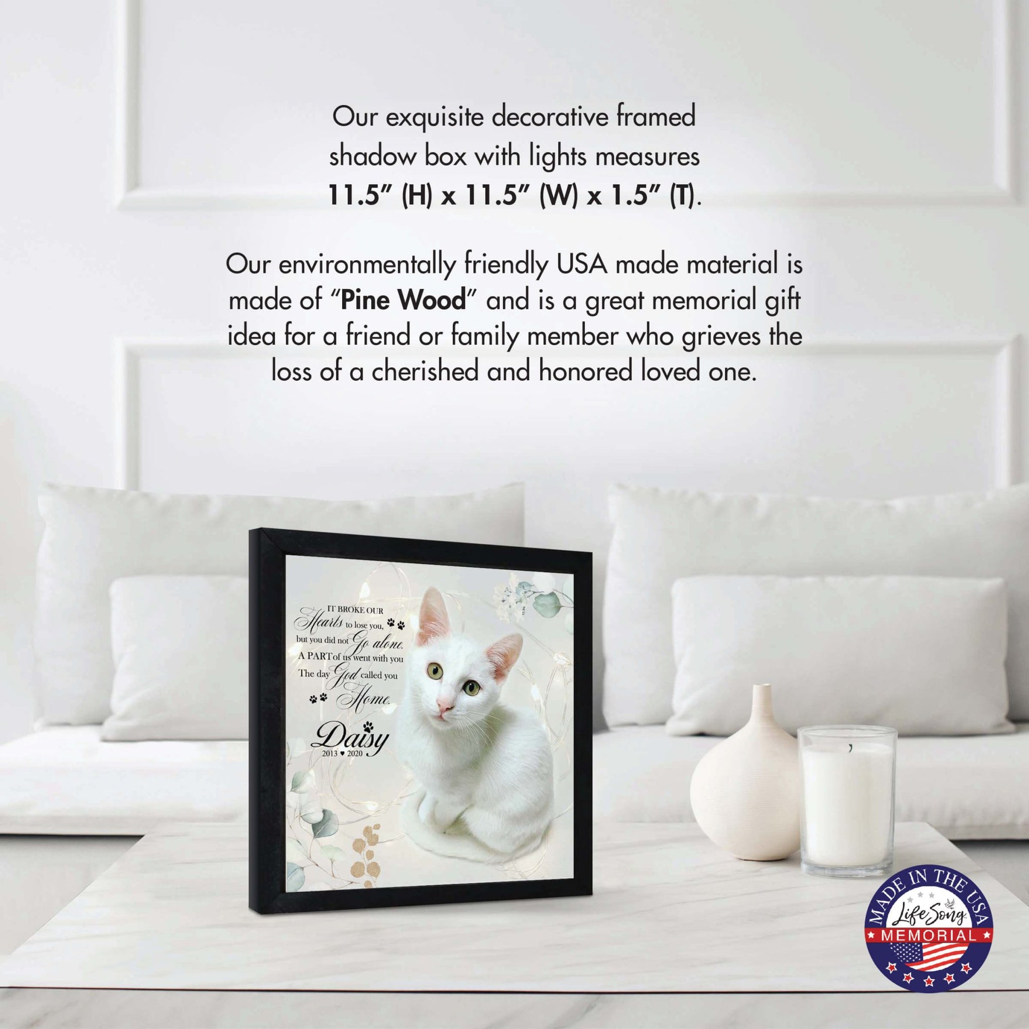 Custom Pet Memorial Framed Shadow Box Wall Décor for the Loss of Beloved Pet - It Broke Our Hearts - LifeSong Milestones